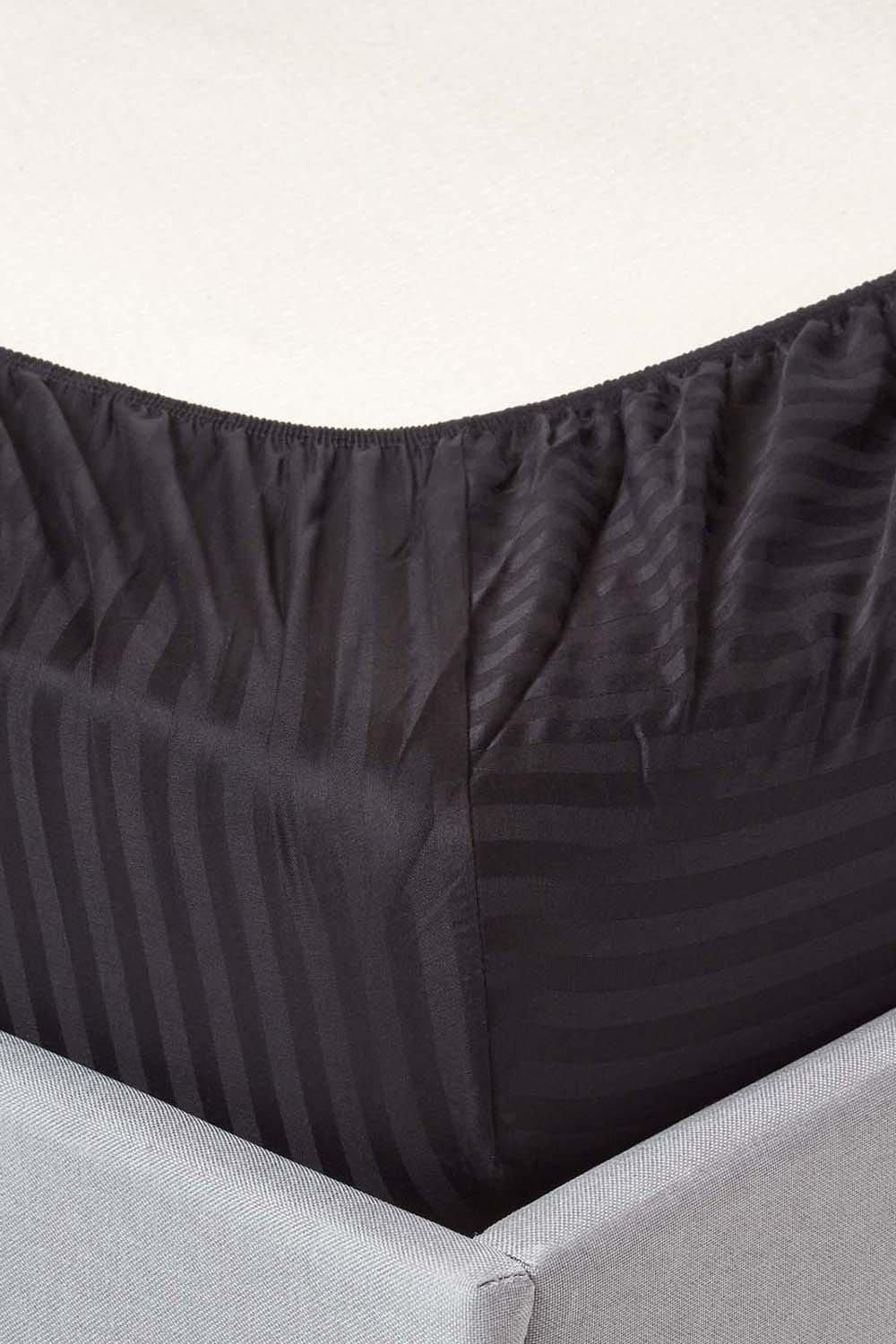 Homescapes Egyptian Cotton Satin Stripe Fitted Sheet 12 inch 330 Thread Count image 2