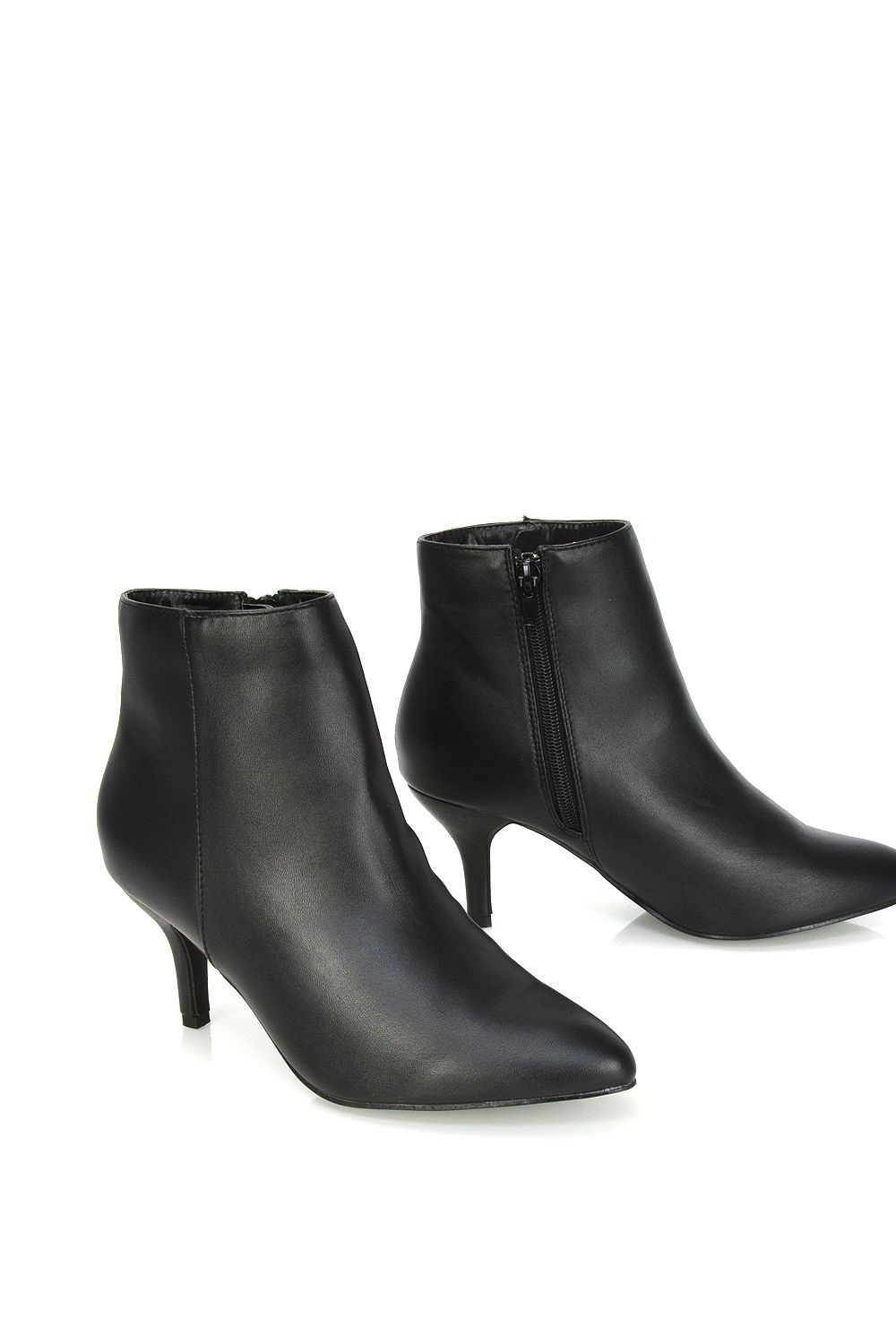 XY London 'Anastsia' Low Mid Kitten High Heel Stiletto Zip-Up Ankle Boots image 5