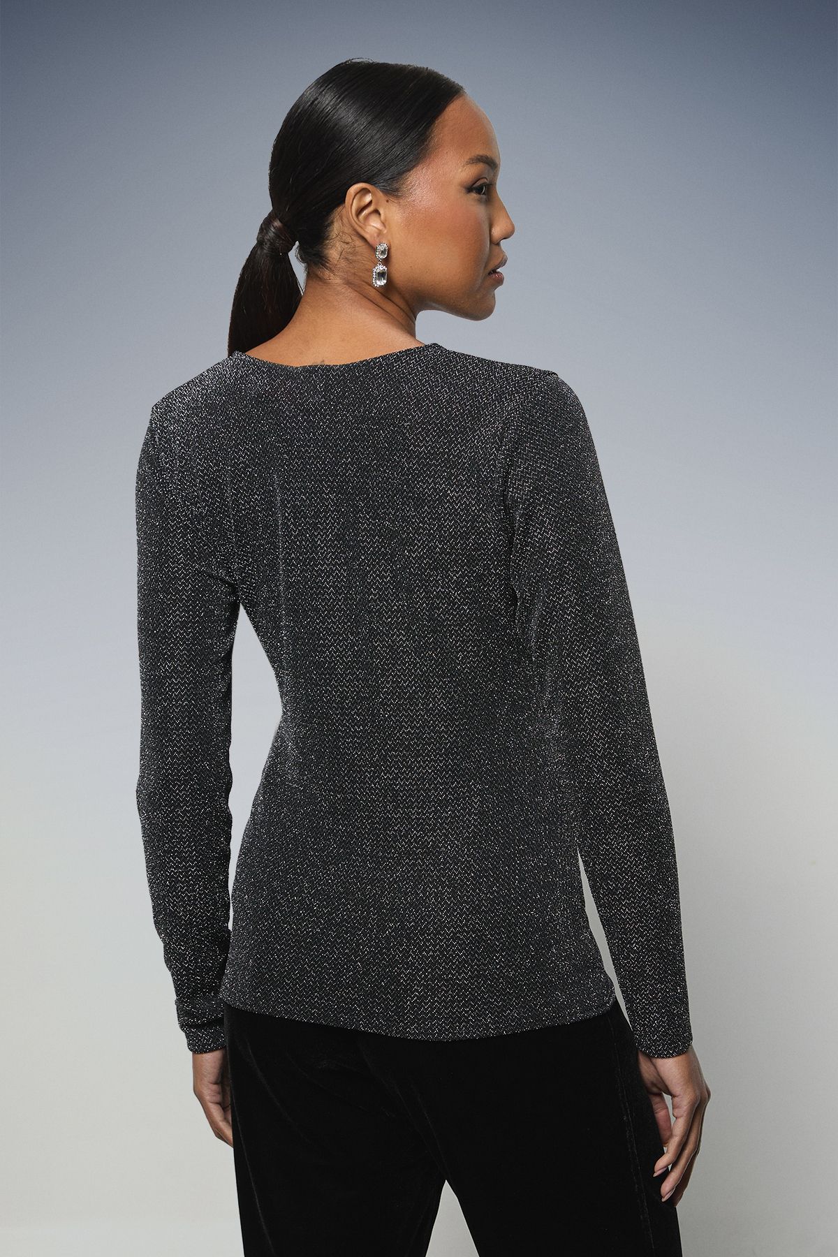 Principles Twist Front Metallic Top Black image 3