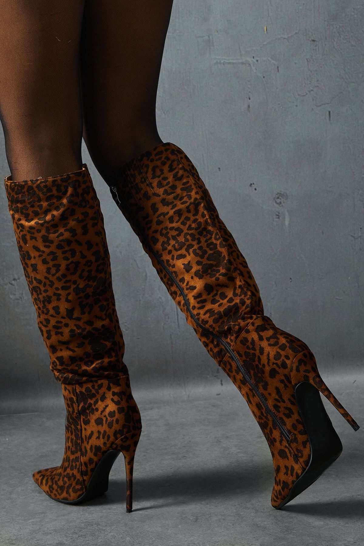 MissPap Leopard Print Knee High Boots Brown image 3
