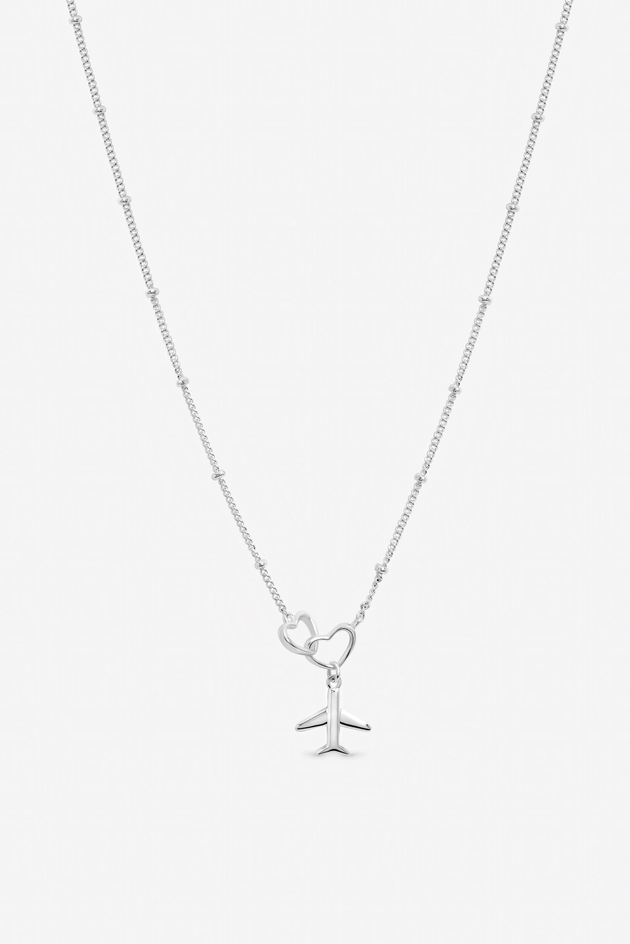 Inicio Sterling Silver Plated Interlink Heart Plane Necklace - Gift Pouch image 1