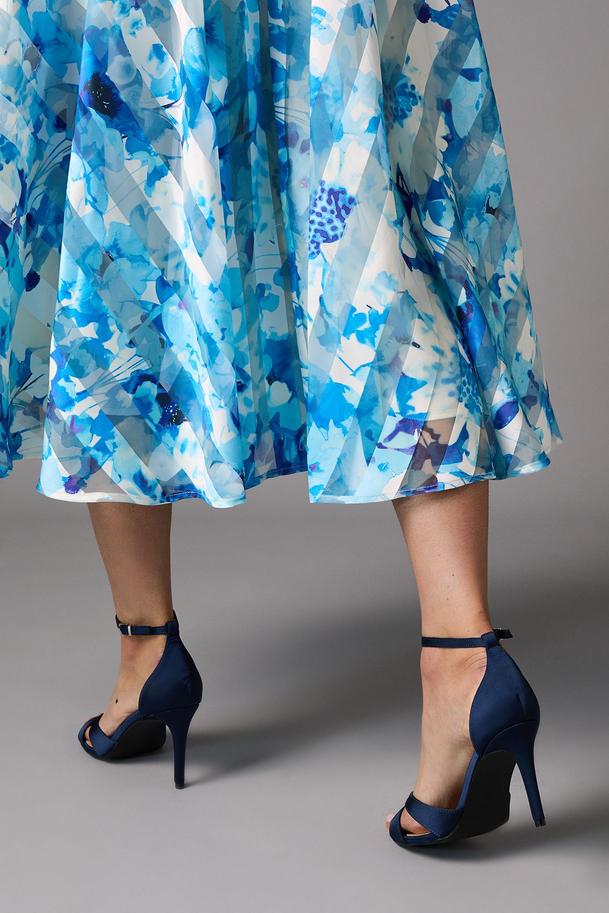 Coast Cadenza Satin Cross Strap High Stiletto Heel Sandals Navy image 3