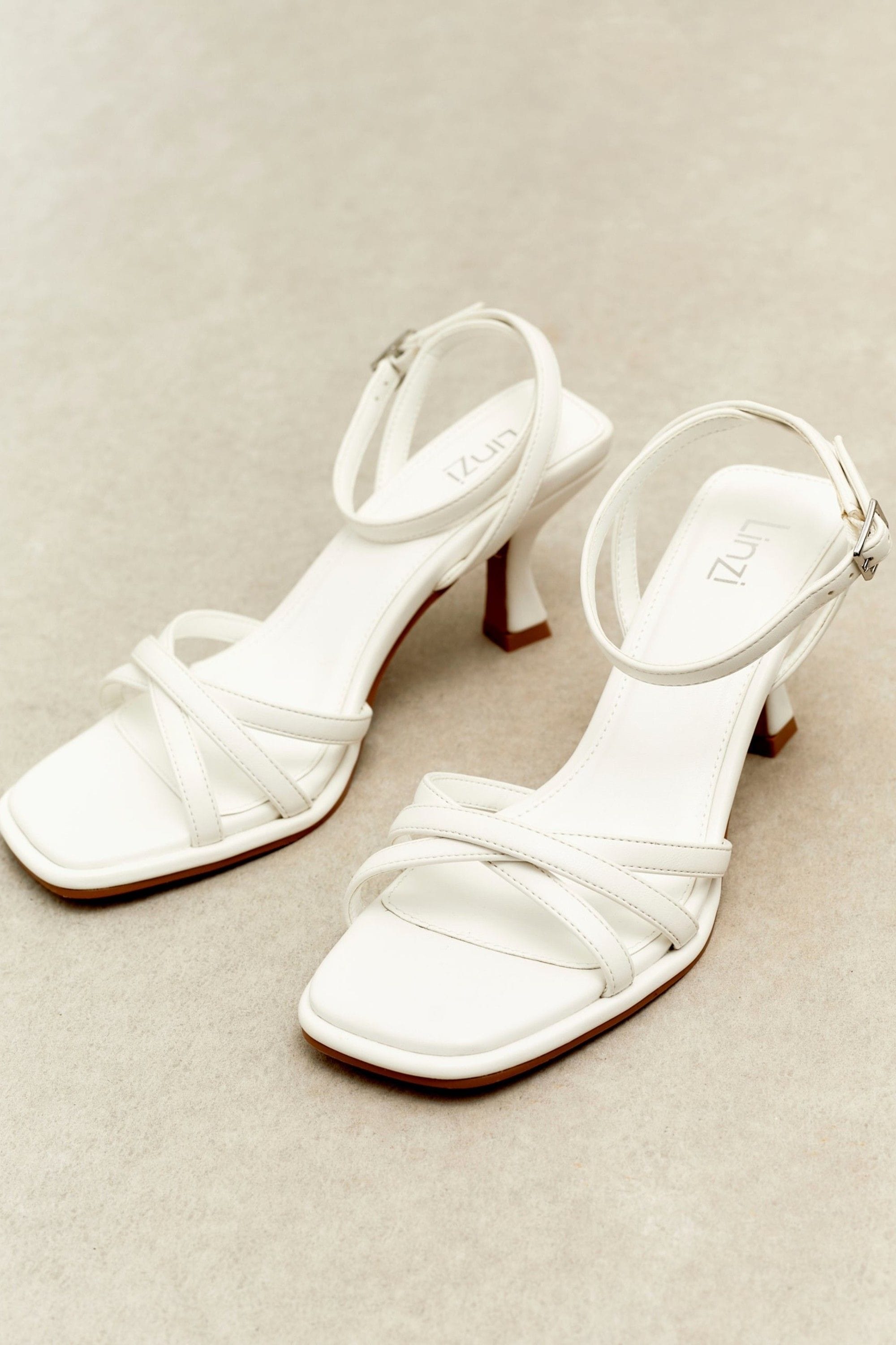 Linzi Faro White Faux Leather Strappy Heeled Sandals image 6