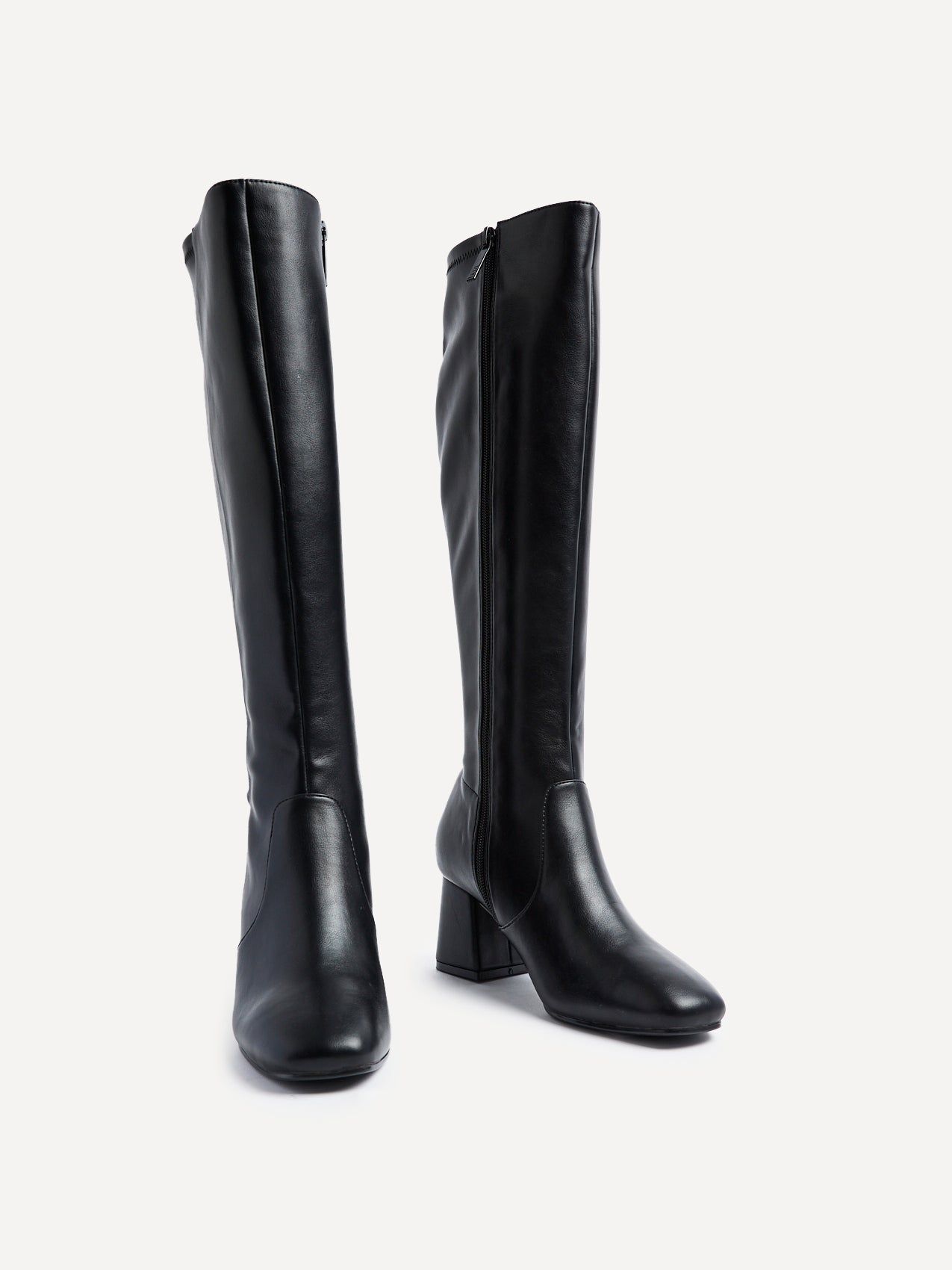 Linzi Frosty Black Faux Leather Block Heeled Knee High Boot image 3