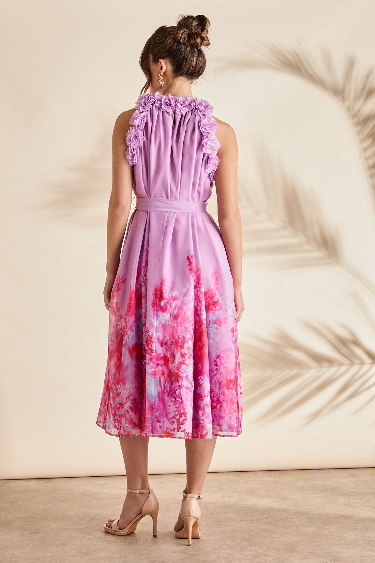 Coast Floral Edge Printed Trapeze Midi Holiday Dress Multi image 3