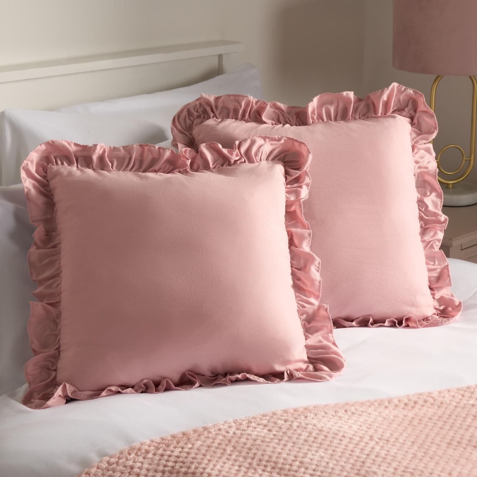 OHS 4 Pack Linen Frill Cushion Covers Filled Home Living Luxury image 2