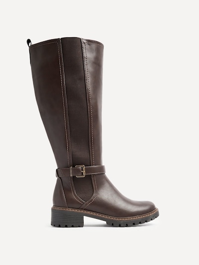 Linzi Gilded Brown Faux Leather High Leg Boot