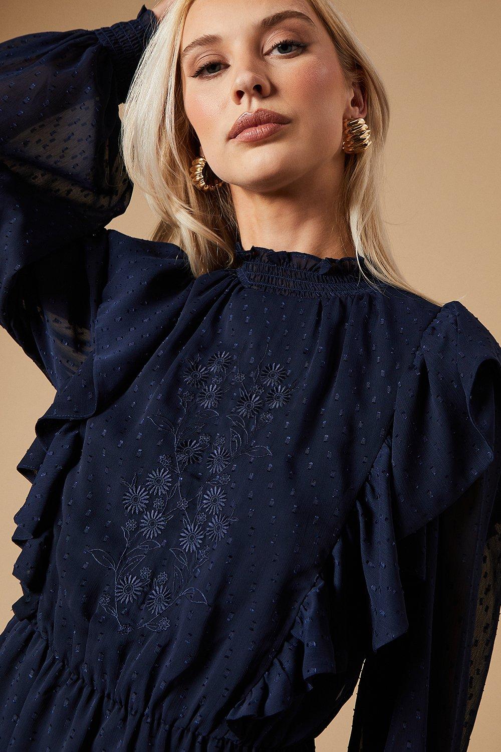 Oasis Embroidered Dobby Chiffon Blouse image 2