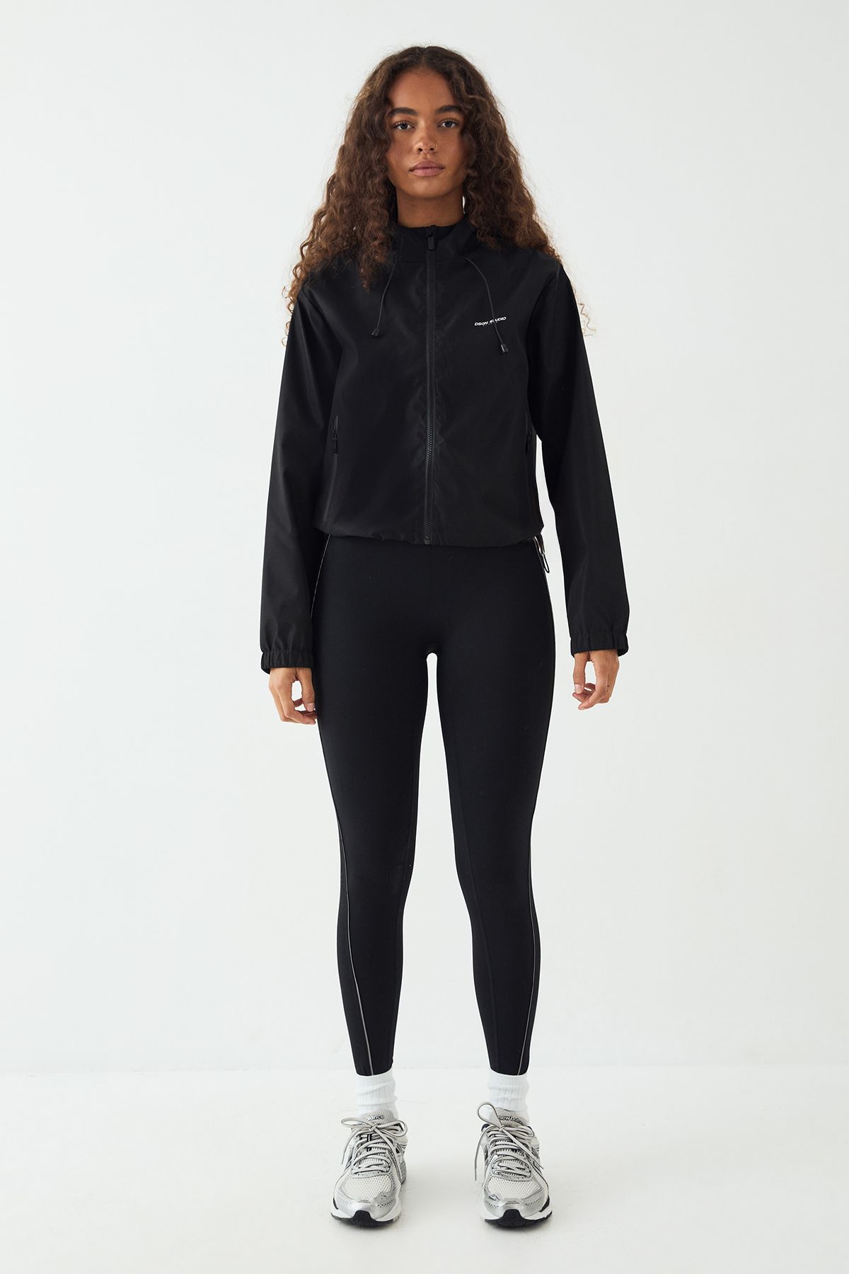 DSGN Studio DSGN Studio Reflective Zip Hooded Through Sports Jacket Black image 5