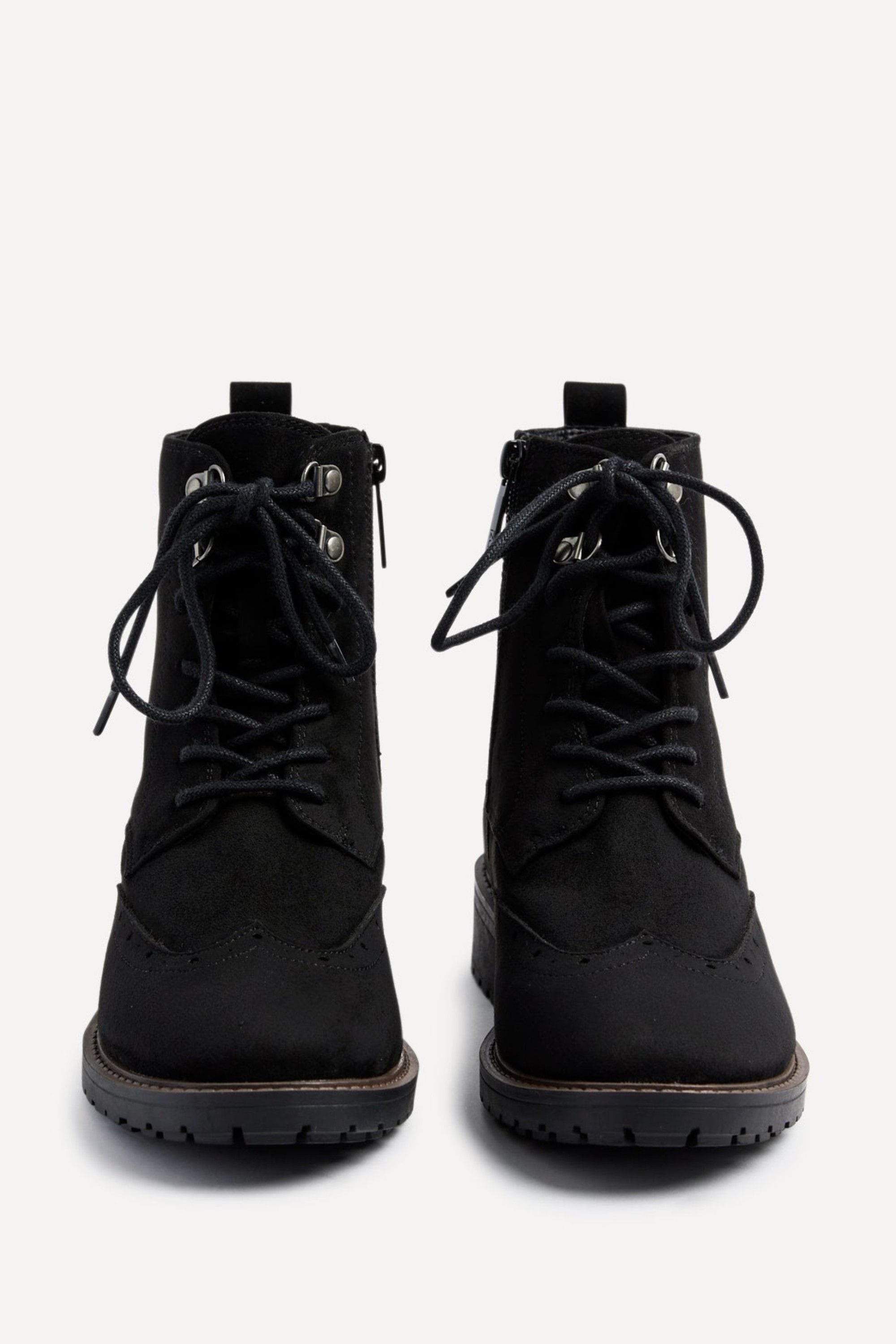 Linzi Ashleigh Black Faux Suede Lace Up Military Boot image 4