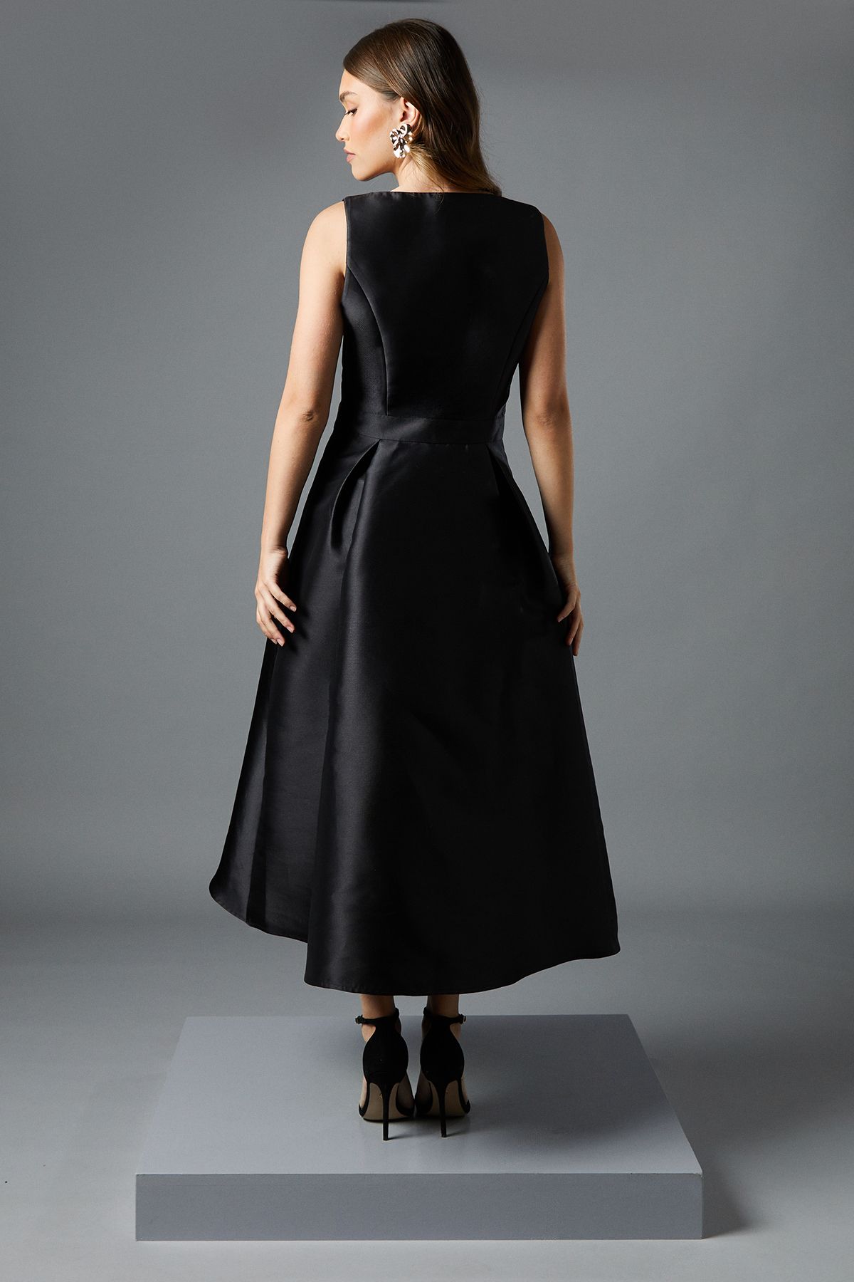 Coast Bow Detail Full Skirt Midi Dress Black image 3