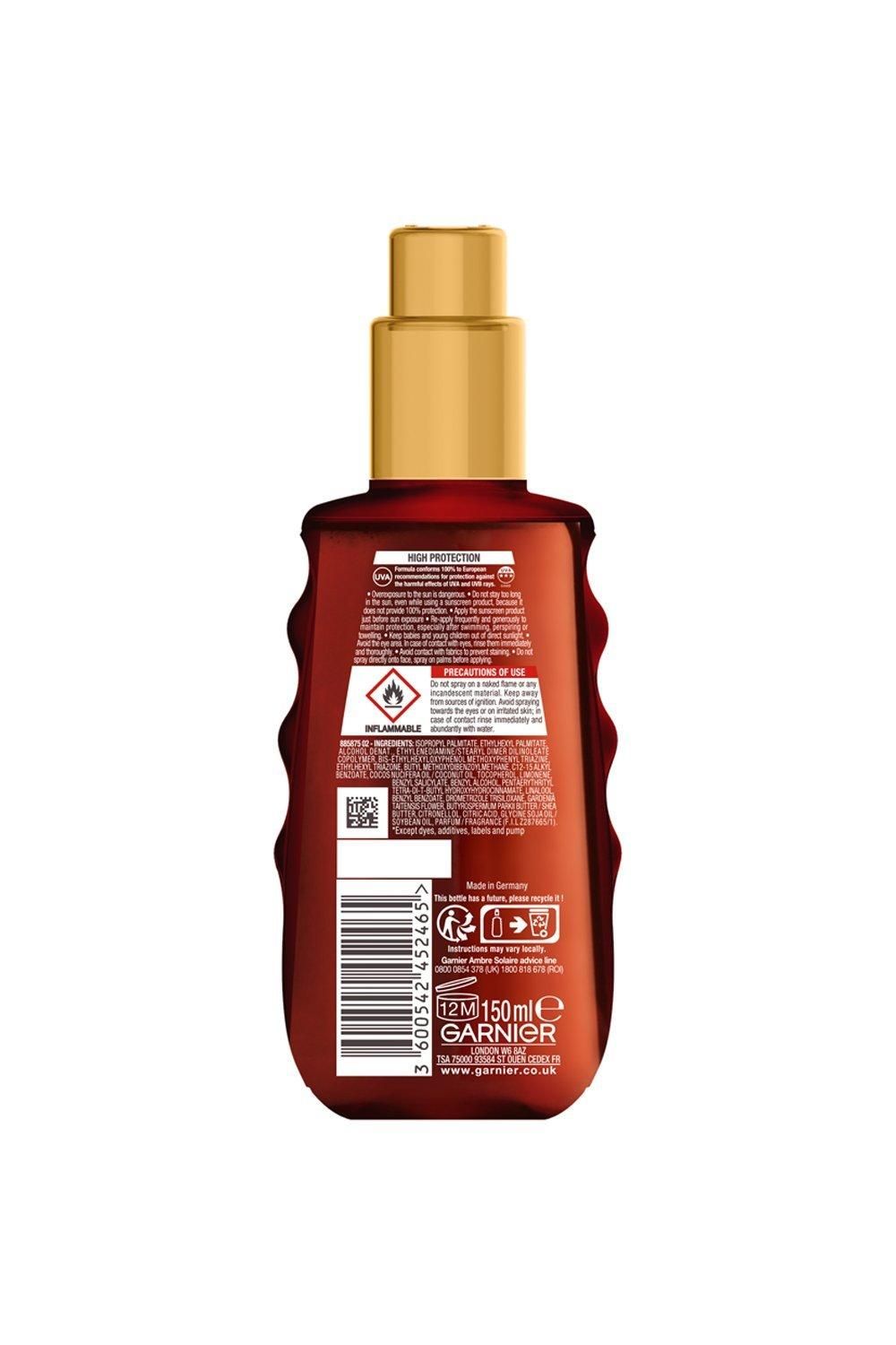 Garnier Ambre Solaire Ideal Bronze Protective Oil SPF30 Sun Cream Spray Multi image 10