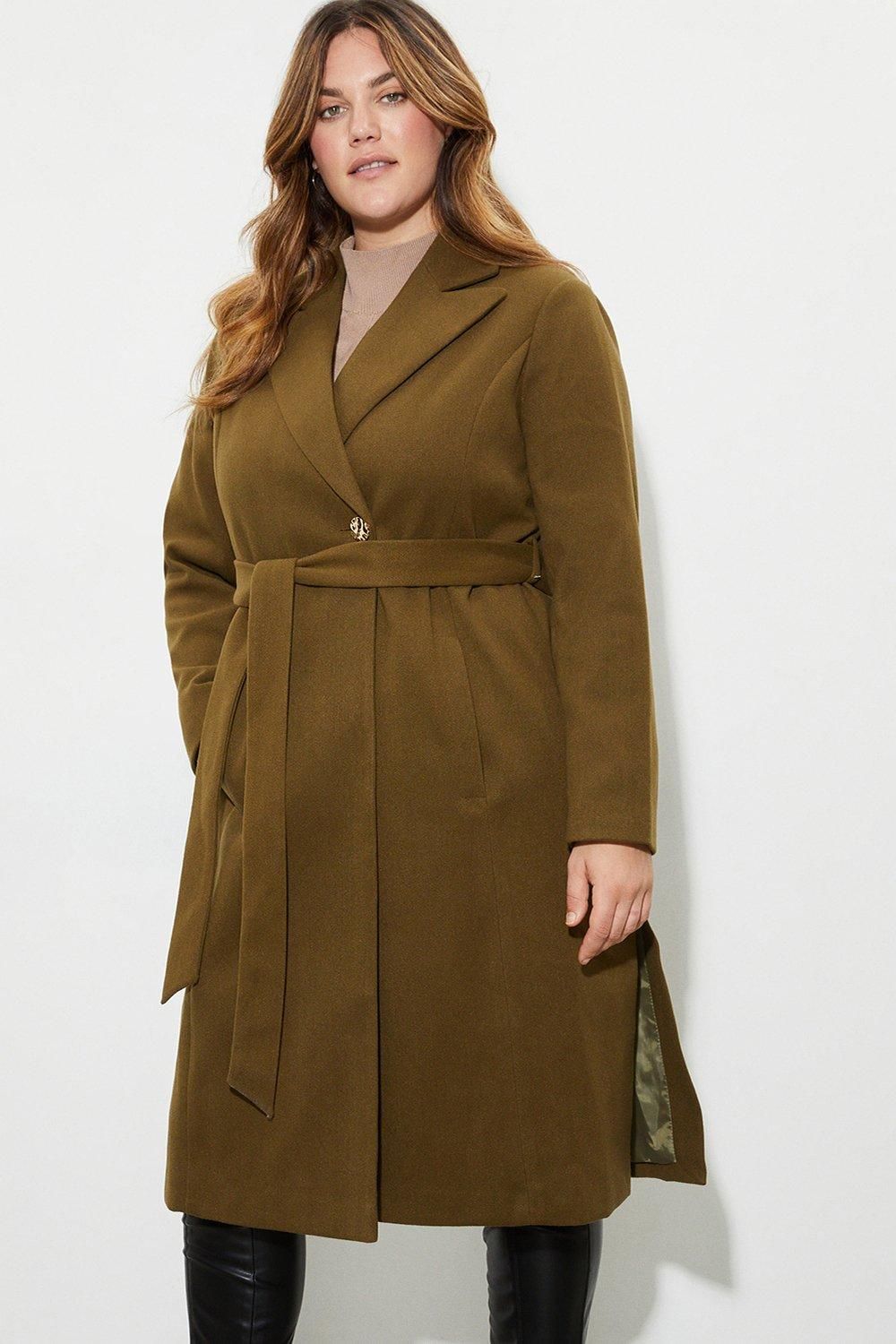 Dorothy Perkins Curve Longline Belted Coat Khaki image 6