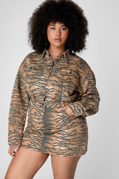 NastyGal Plus Tiger Print Shirt Dress Animal