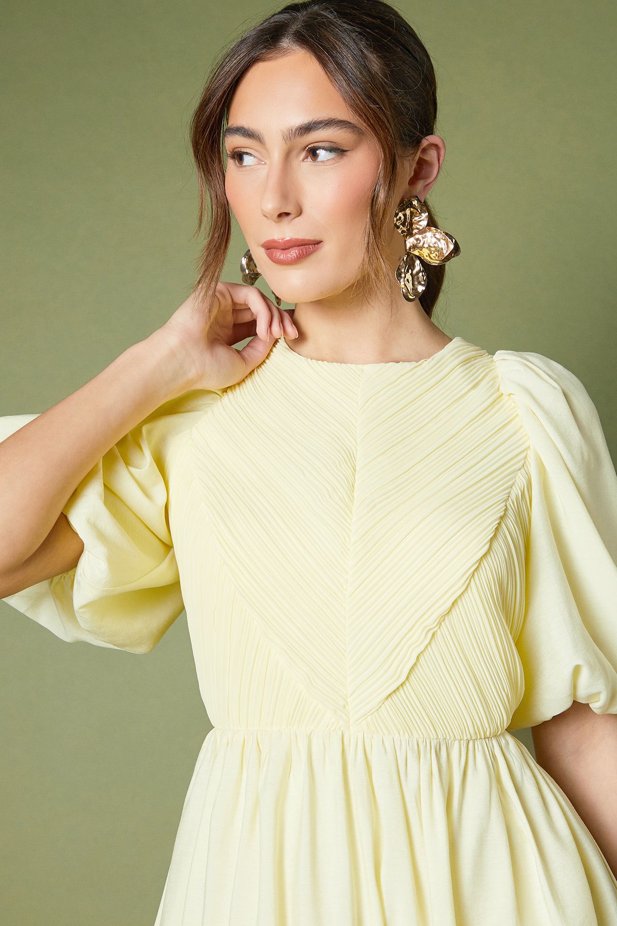 Coast Baby Pleat Organza Mini Dress Lemon image 3