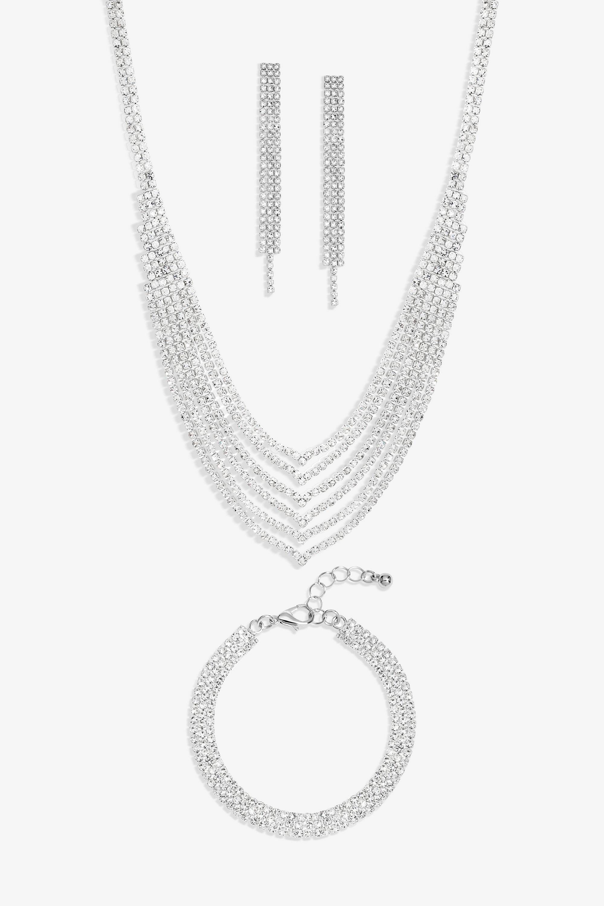 Mood Silver Crystal Multirow Three Piece Set image 1
