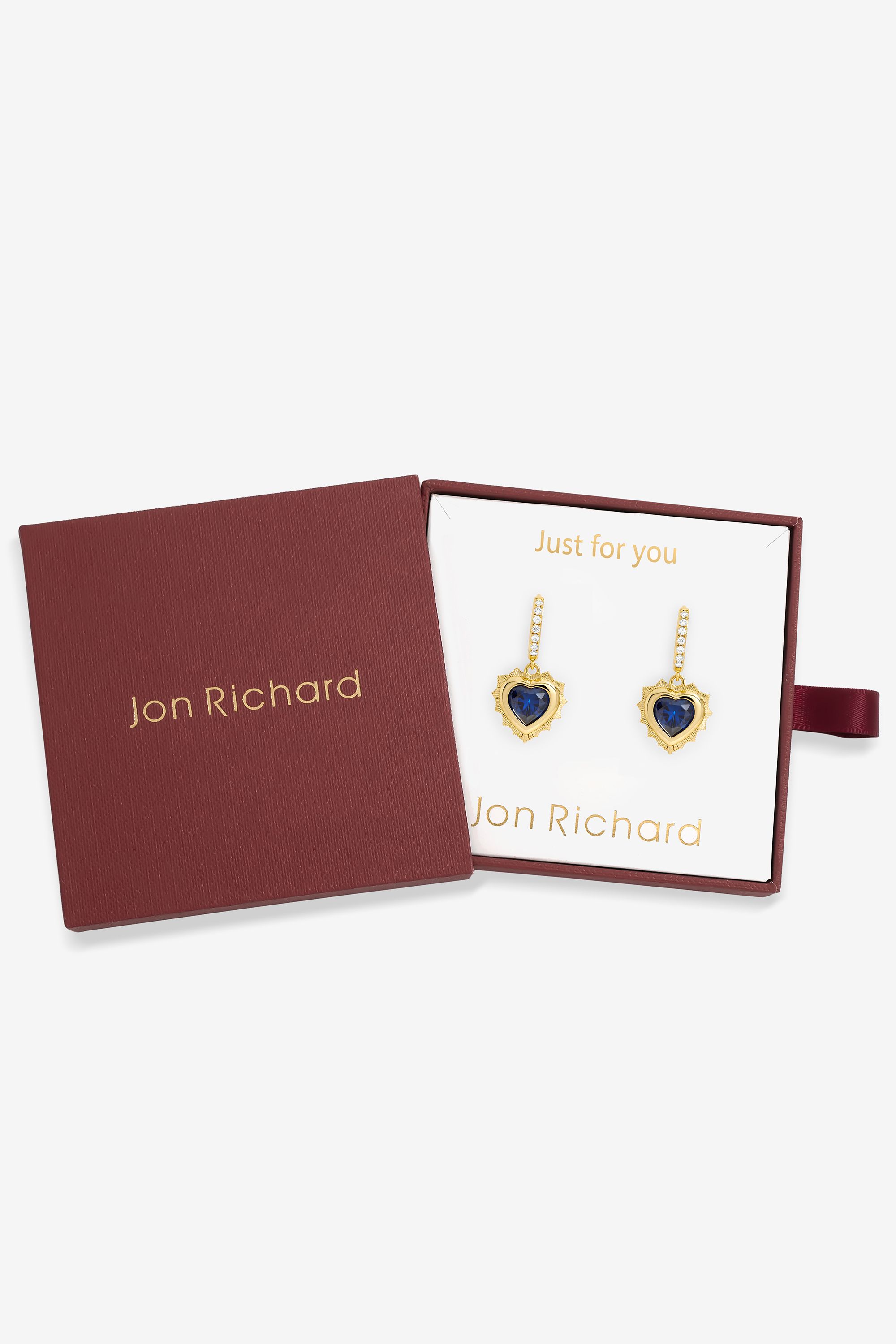 Jon Richard 14Ct Real Gold Plated Heart Birthstone Huggie Earrings - September image 1