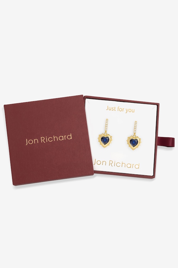Jon Richard 14Ct Real Gold Plated Heart Birthstone Huggie Earrings - September
