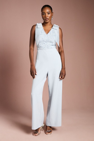 Coast Bow Shoulder Lace Jumpsuit Light Blue