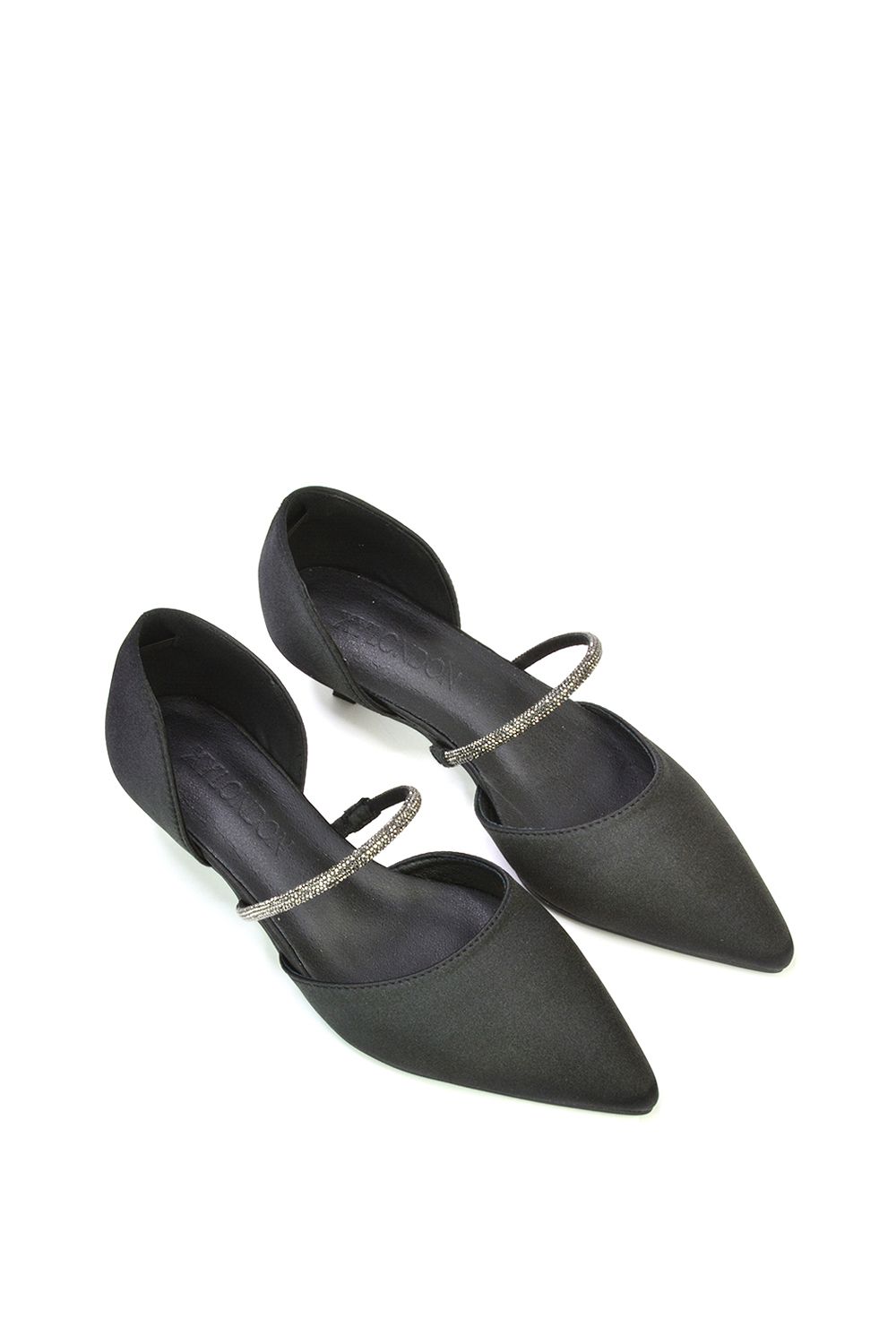 XY London 'Laura' Diamante Strap Kitten Heel Pointed Toe Court Shoes image 3