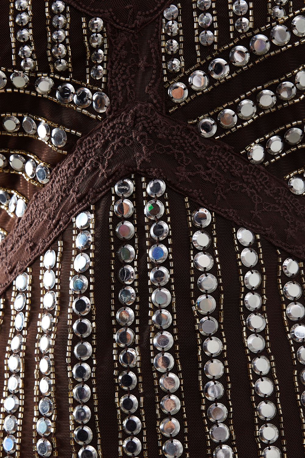 Warehouse Premium Stud Embellishment Midi Slip Dress Chocolate image 5