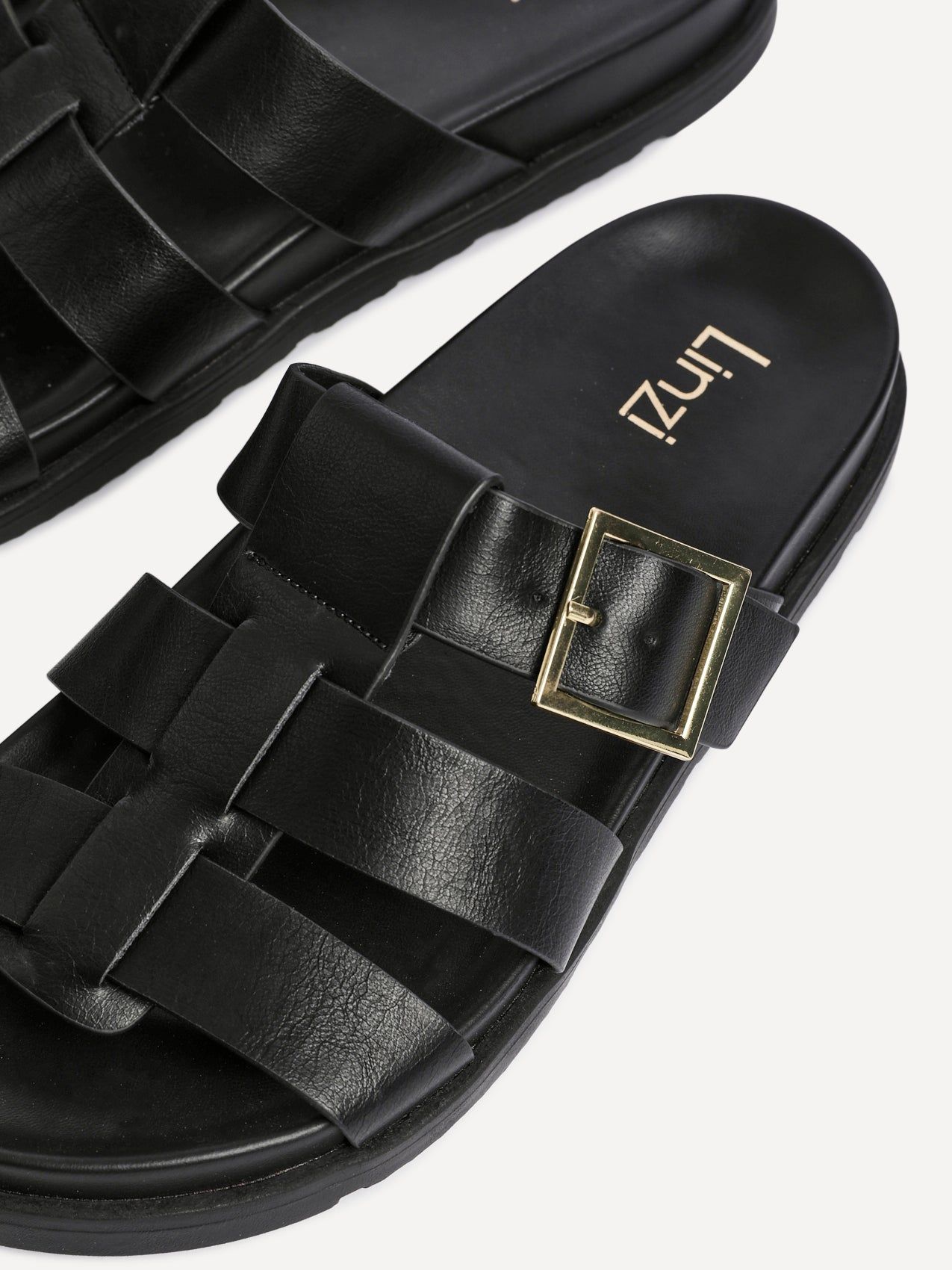 Linzi Restore Black Faux Leather Gladiator Slip-On Sandal image 4