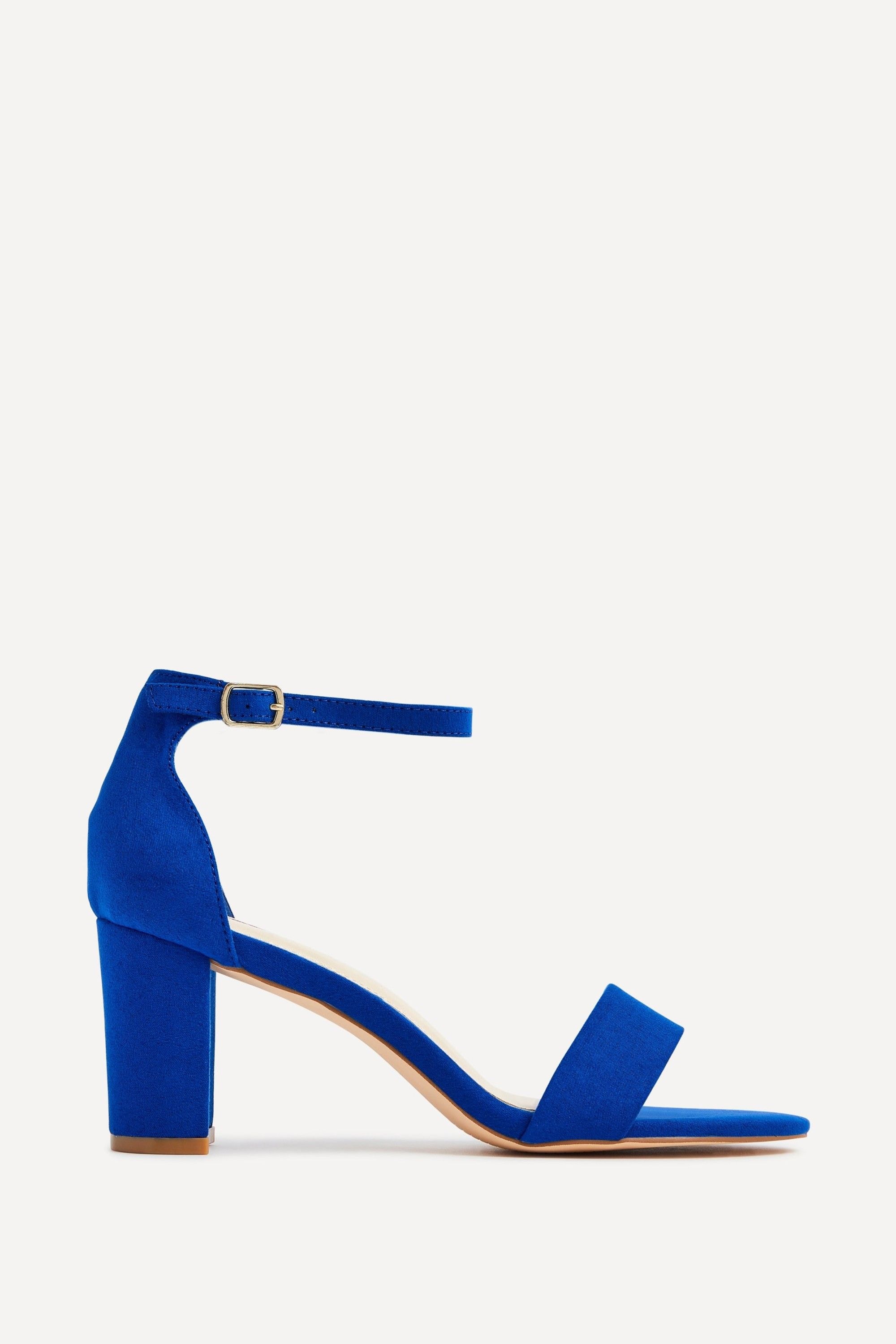 Linzi Frankie Cobalt Blue Faux Suede Barely There Closed Back Block Heeled Sandal image 1