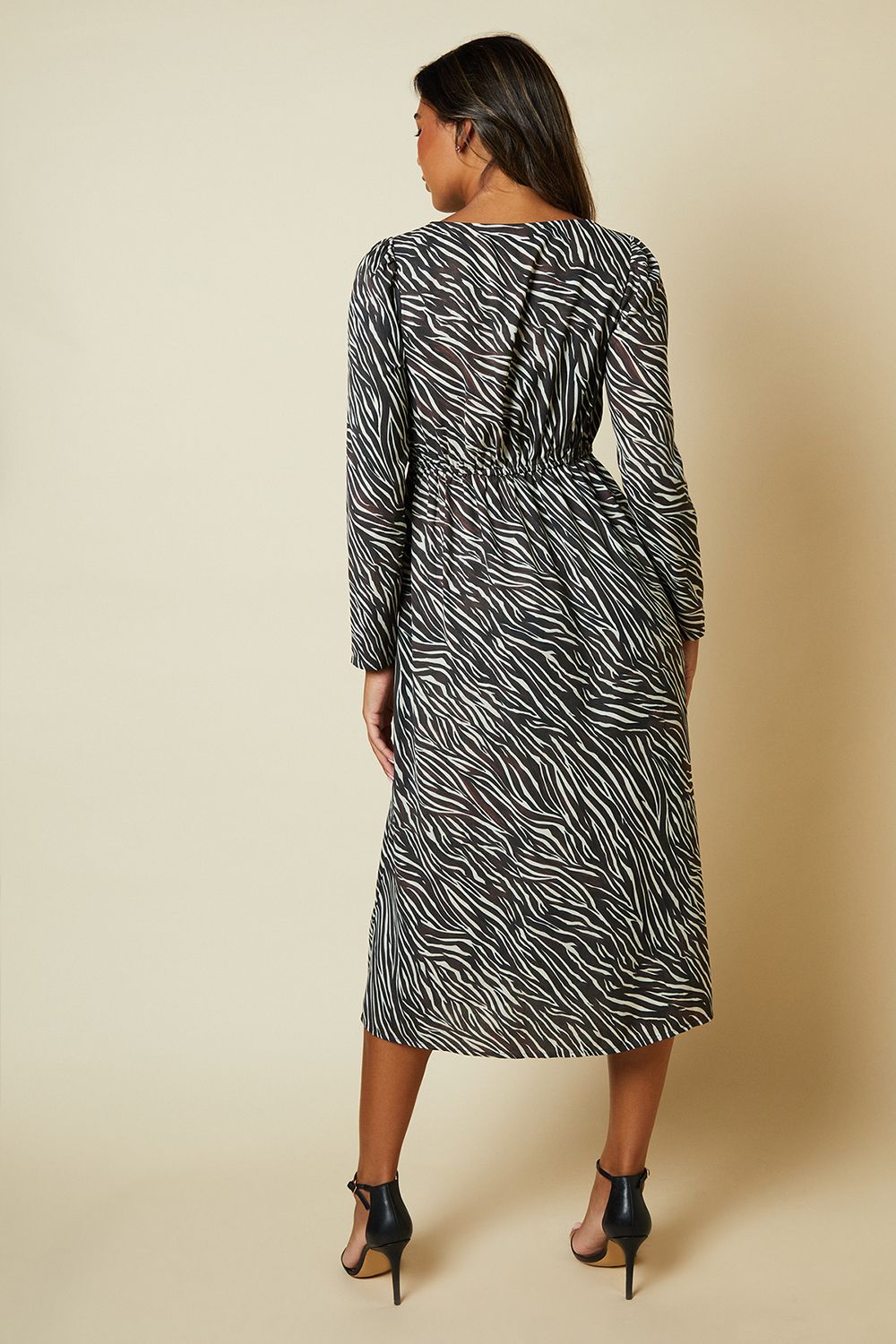 Dorothy Perkins Zebra Lace Front Midi Dress Zebra image 3