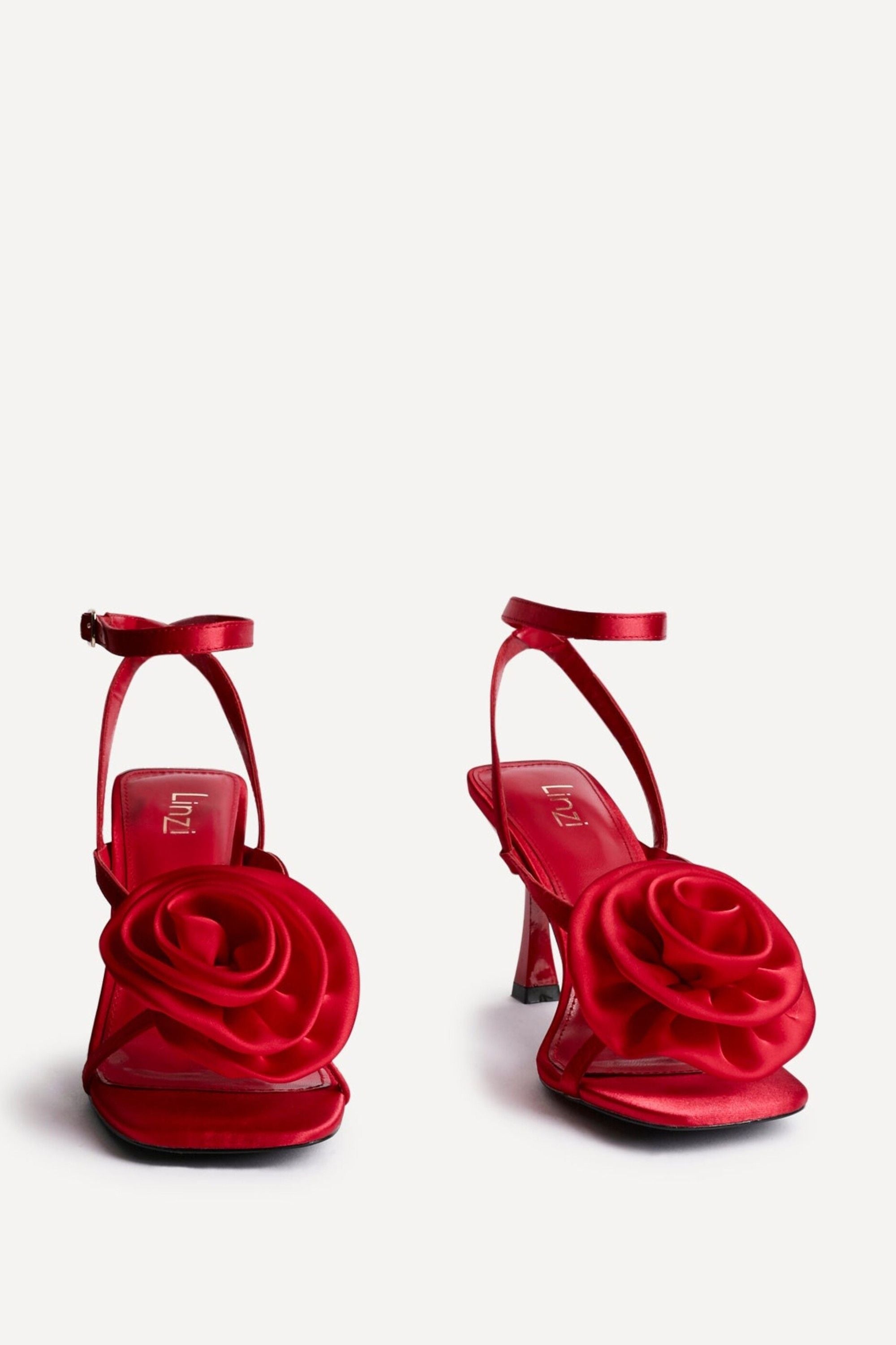 Linzi Valentine Red Satin Stiletto Heeled Sandals image 3