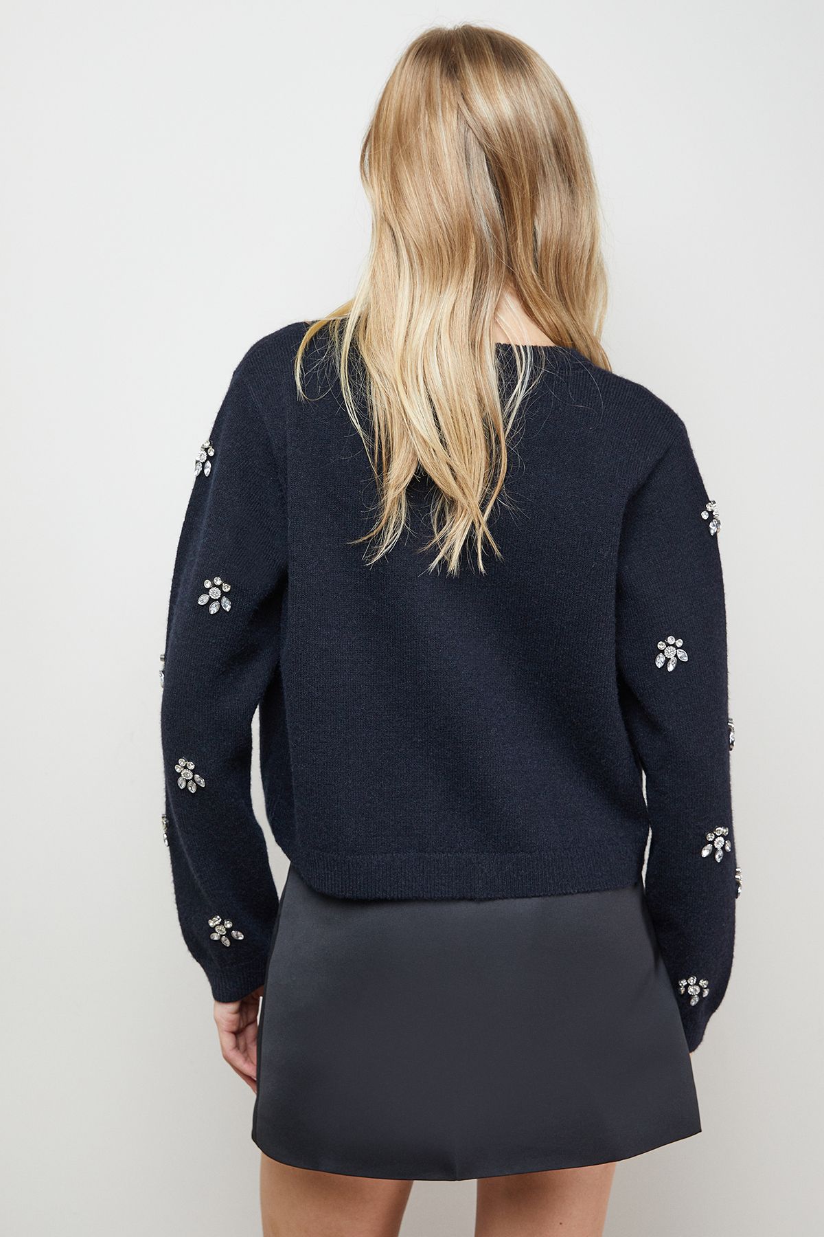 Oasis Embellished Tie Front Cardigan Black image 3