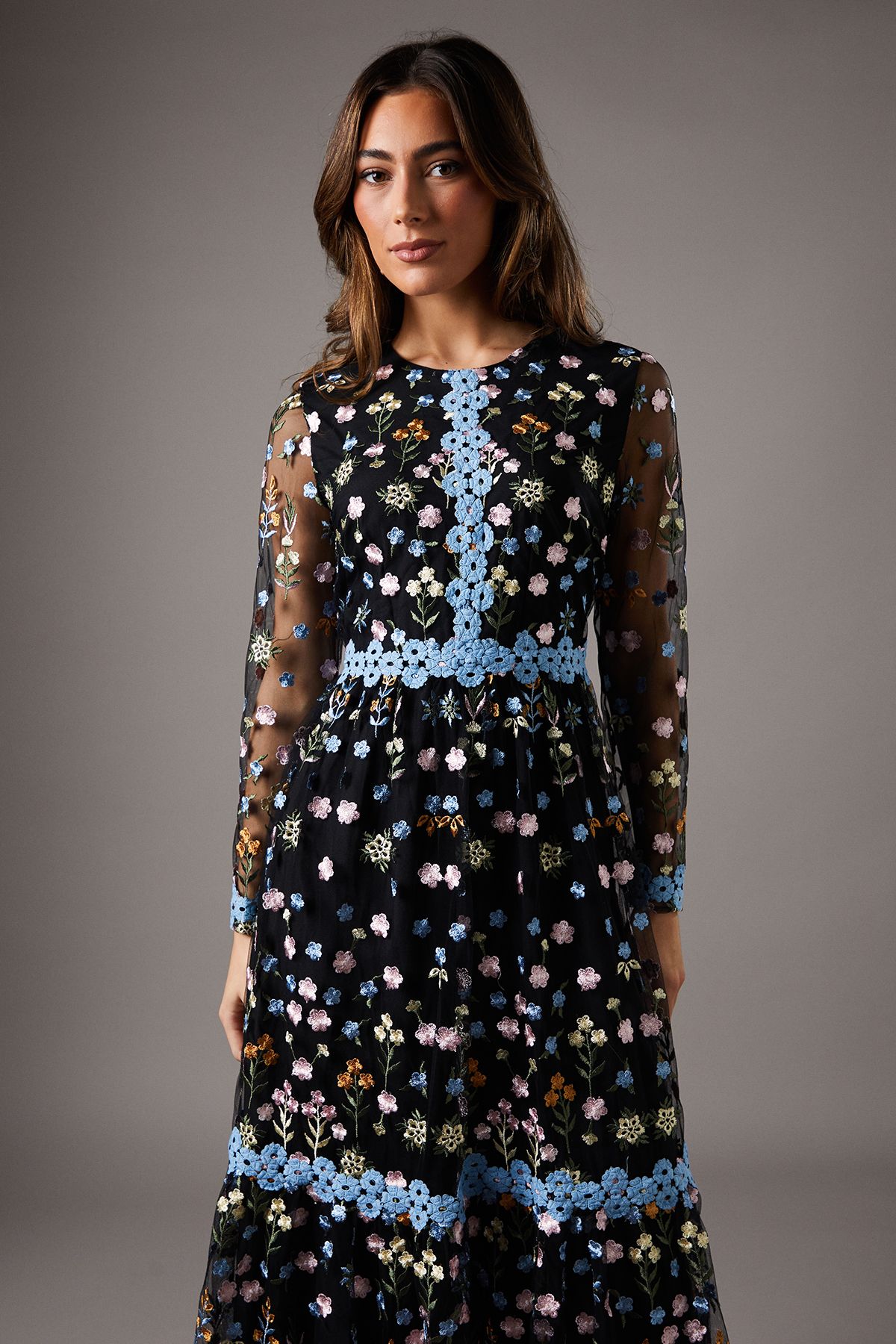 Coast Embroidered Floral Maxi Dress Black image 2