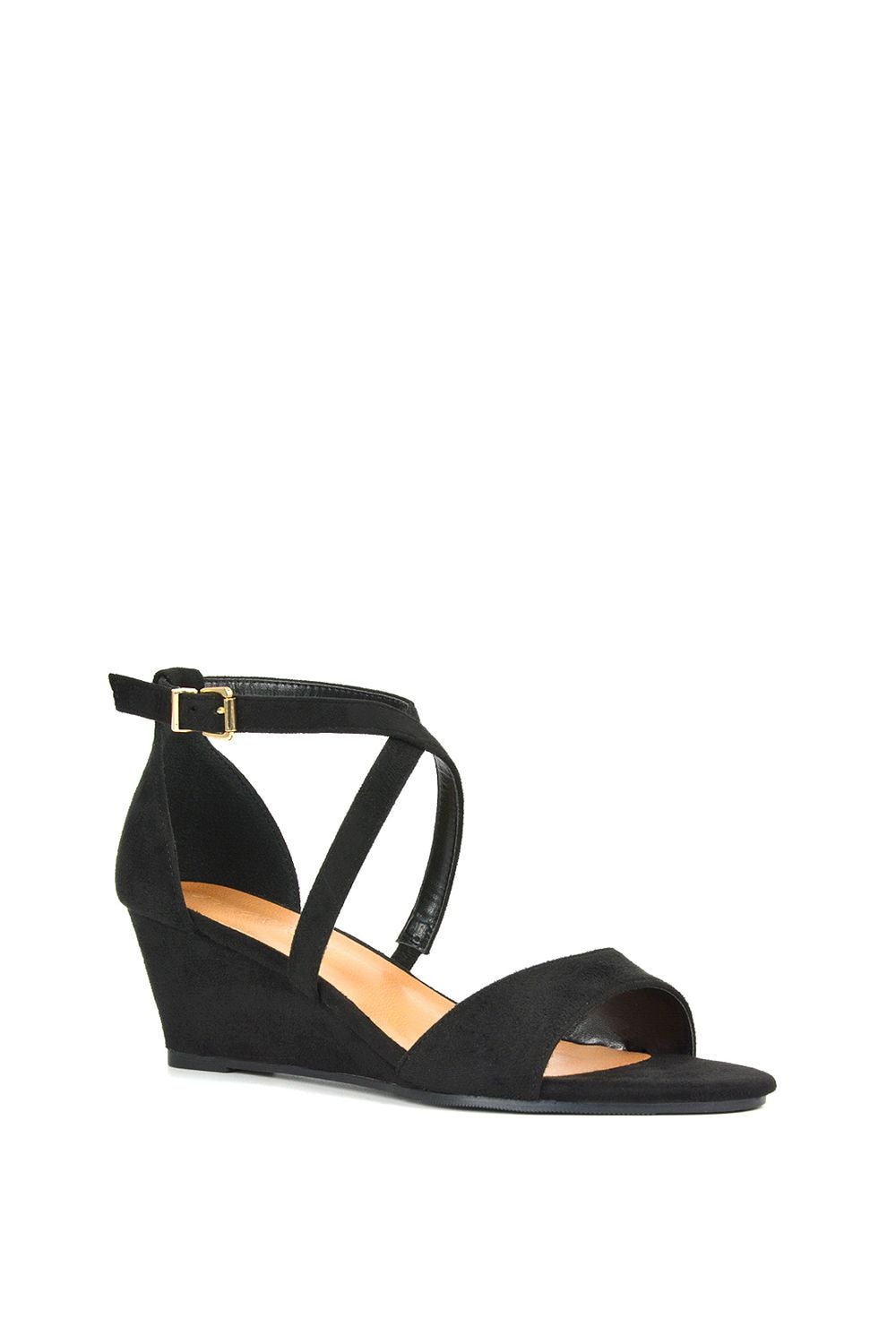 XY London 'Kylie' Strappy Mid Wedge Heel Shoes With Ankle Strap image 2