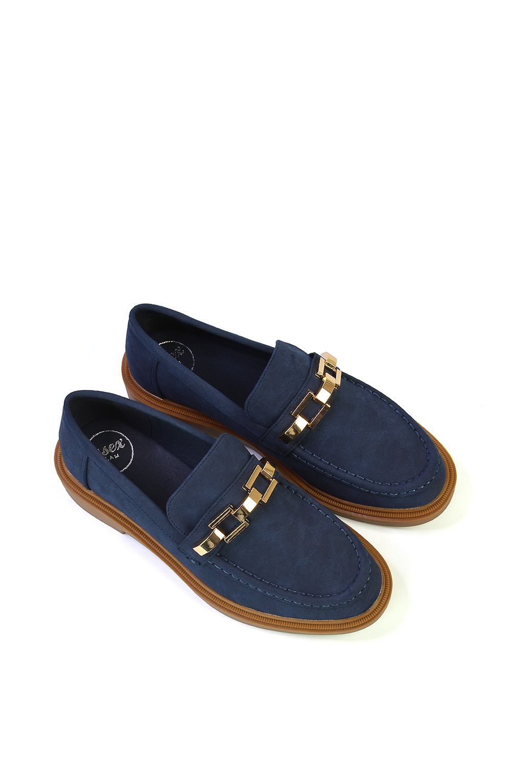 XY London 'Dakoa' Gold Chain Back to School Chunky Loafer Shoes image 4