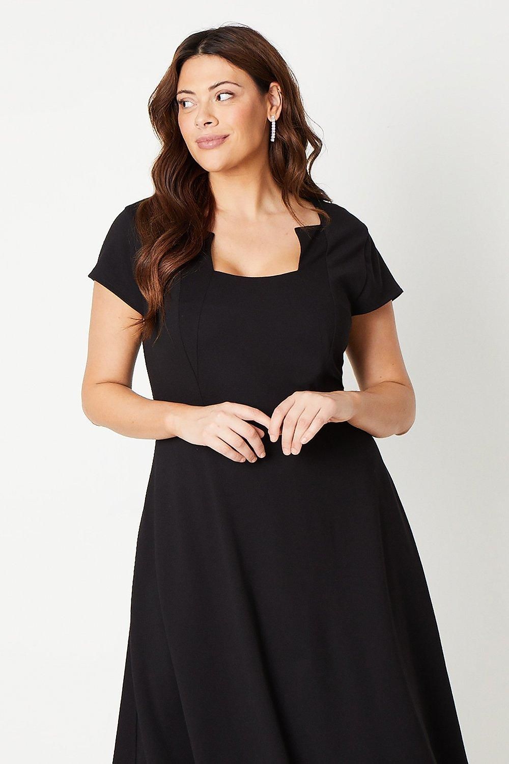 Coast Plus Ponte Midi Dress With Square Neckline Black image 2