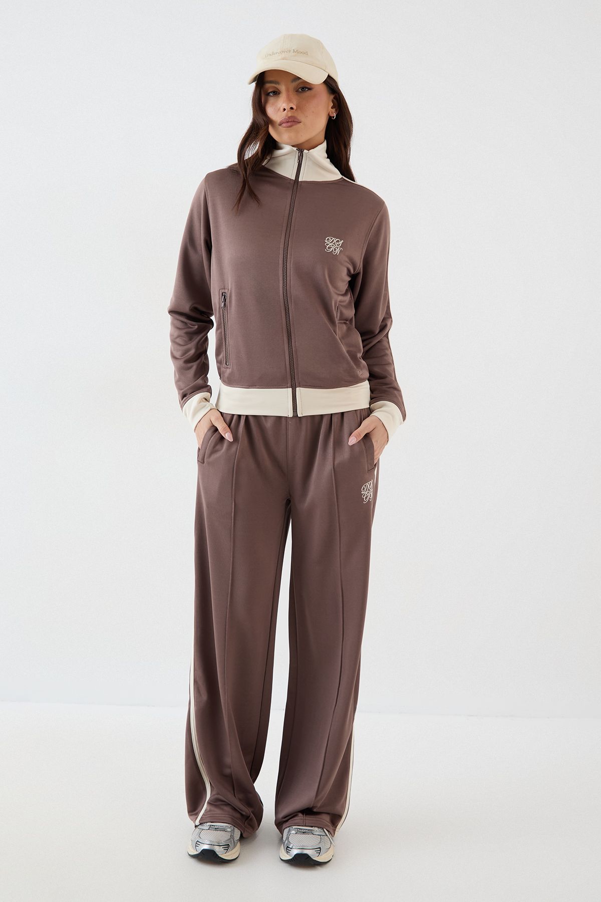 DSGN Studio DSGN Studio Tricot Contrast Zip Through Track Jacket Taupe image 5