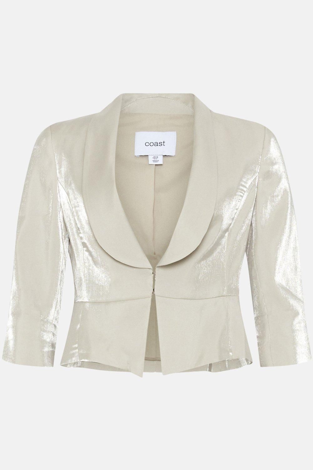 Coast Lisa Tan Shimmer Peplum Hem Jacket Silver image 4