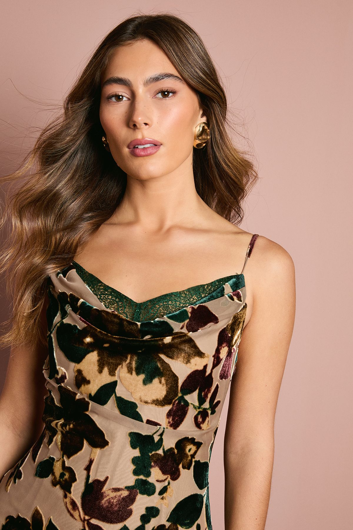 Coast Sleeveless Strappy Devour Slip Dress With Lace Insert Mocha image 4