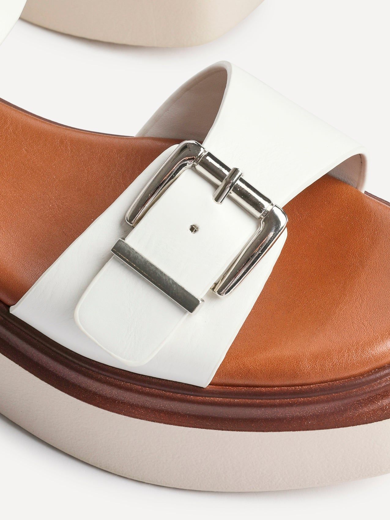 Linzi Archive White Faux Leather Flatform Sandals image 5