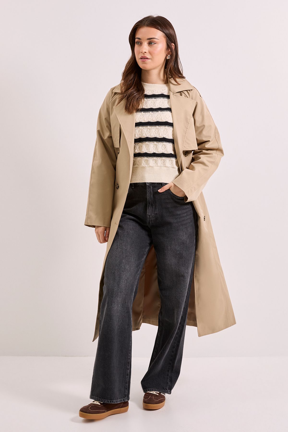 Dorothy Perkins Pointelle Stripe Jumper Ivory image 2