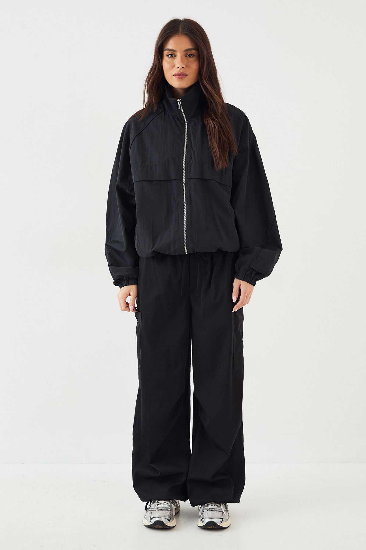 DSGN Studio DSGN Studio Nylon Zip Through Funnel Neck Track Jacket Black image 5