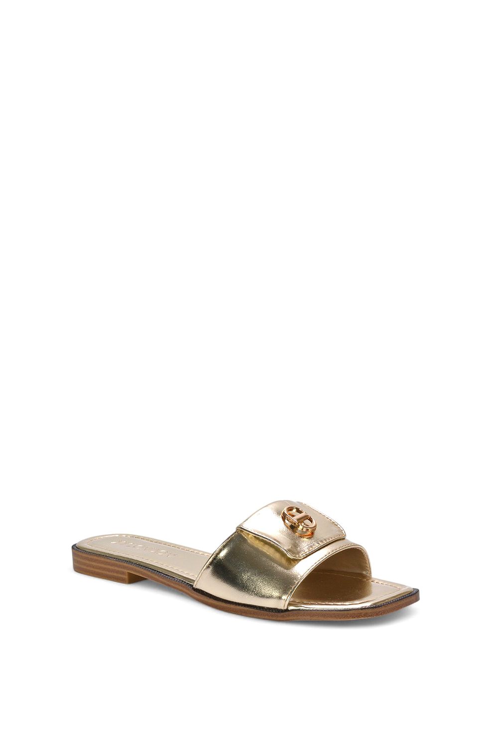 XY London 'Leigh' Open Toe Foldover Buckle Slip On Flat Slider Mules image 2