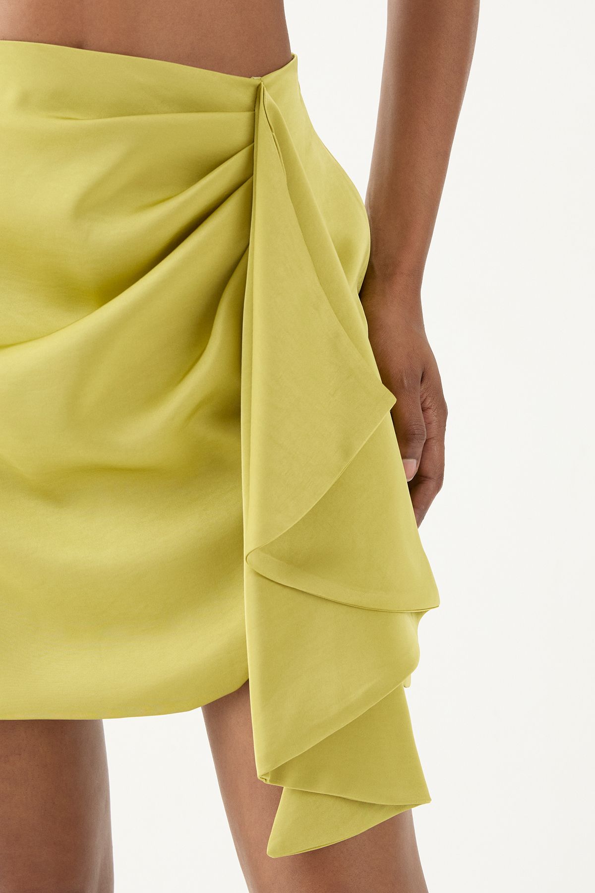 MissPap Satin Drape Side Mini Skirt Green image 4