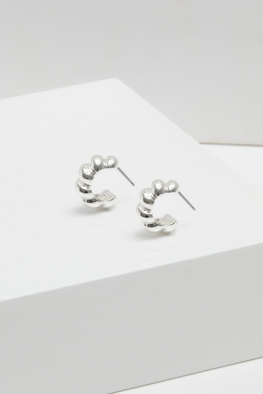 Inicio Silver Plated Twisted Polished Hoops - Gift Pouch image 2