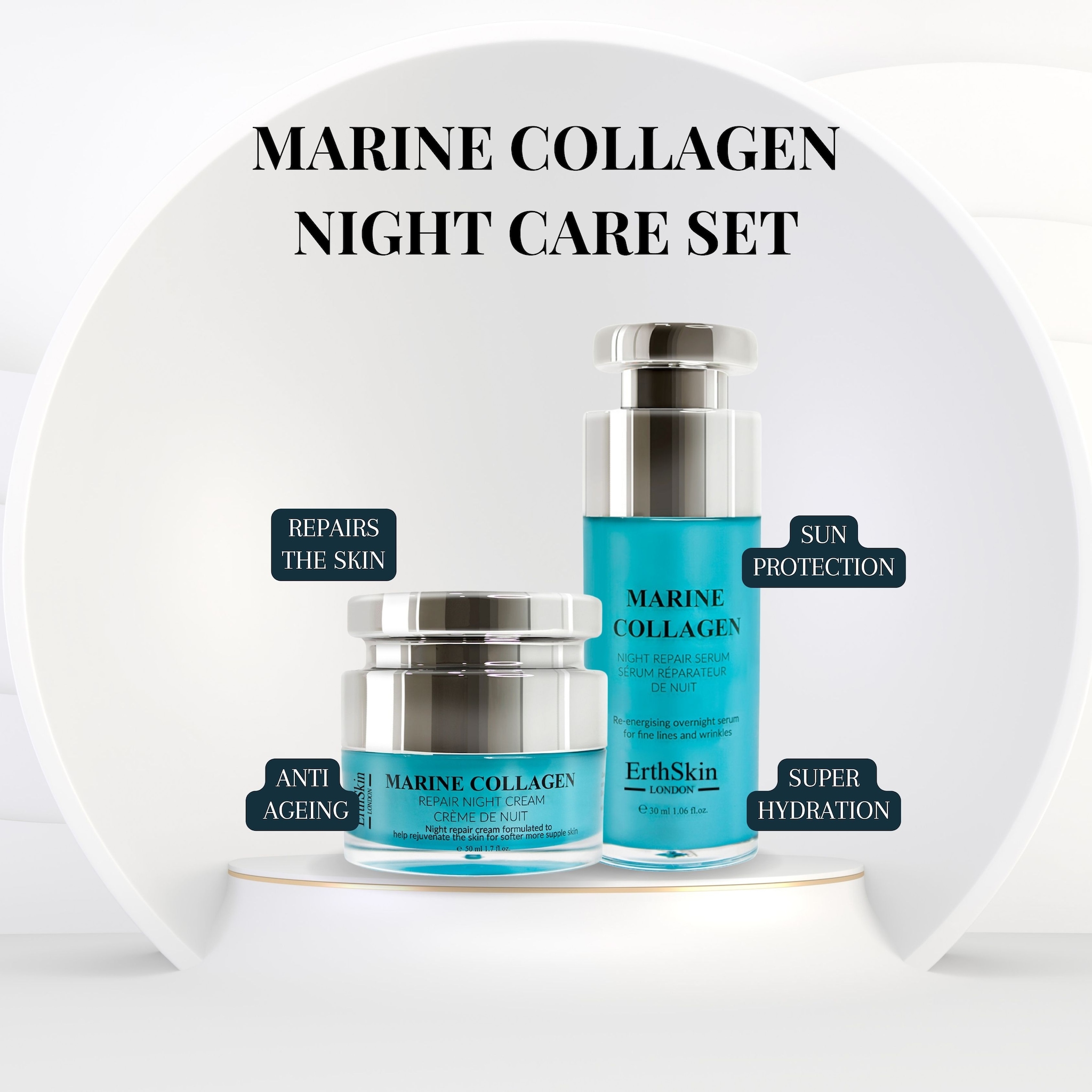 Erth Skin London Marine Collagen Night Repair Anti-Aging and Anti-Wrinkle Duo image 6