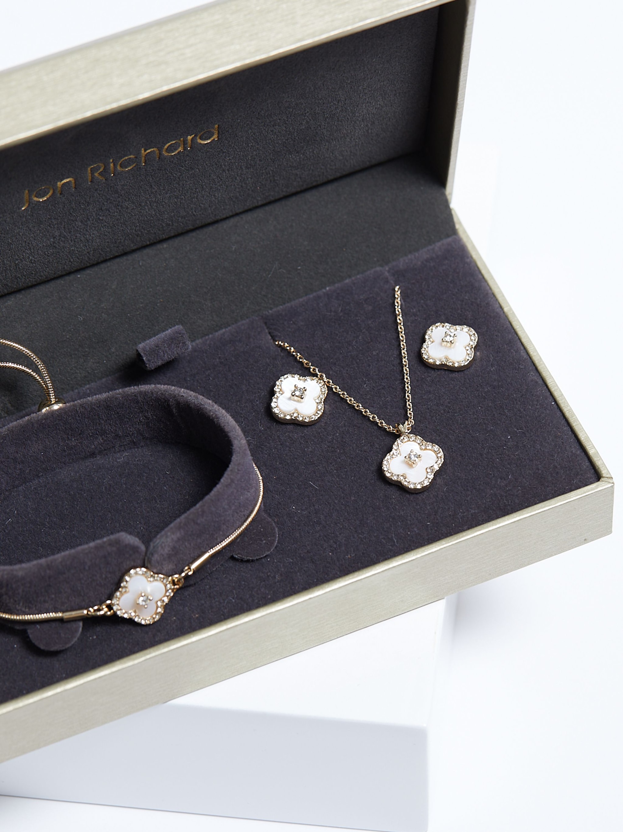 Jon Richard Gold Plated Crystal Clover Trio Set - Gift Boxed image 6