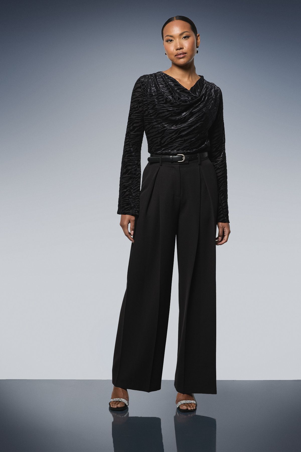 Principles Fluted Sleeve Cowl Neck Top Black image 4