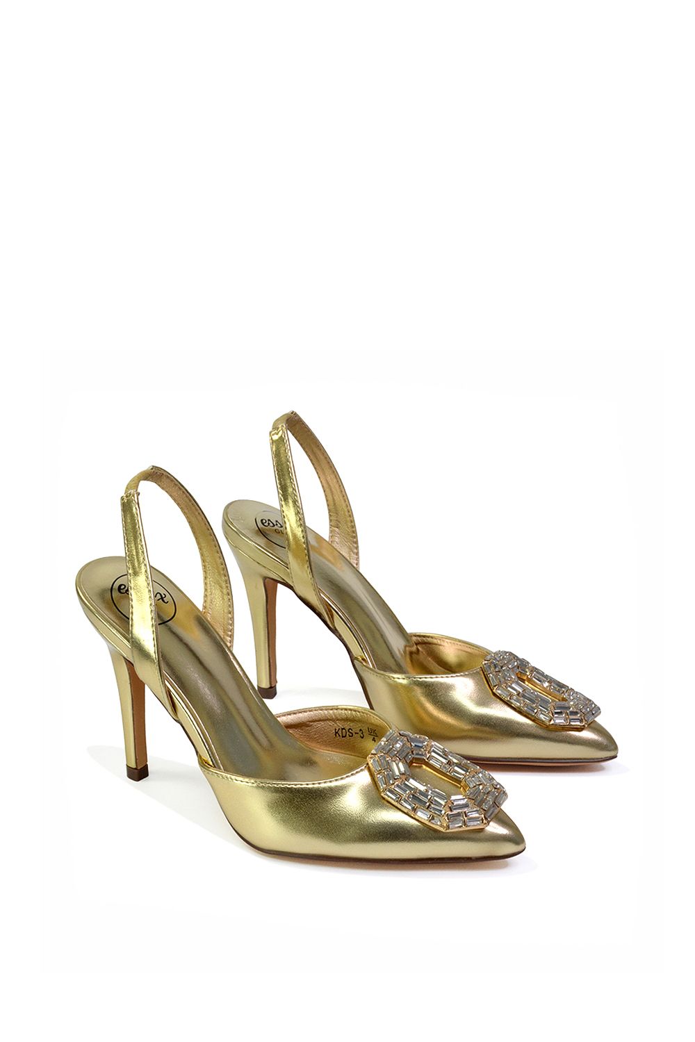 XY London 'Issy' Sling Back Strappy Pointed Toe Stiletto High Heel Court Shoes image 4