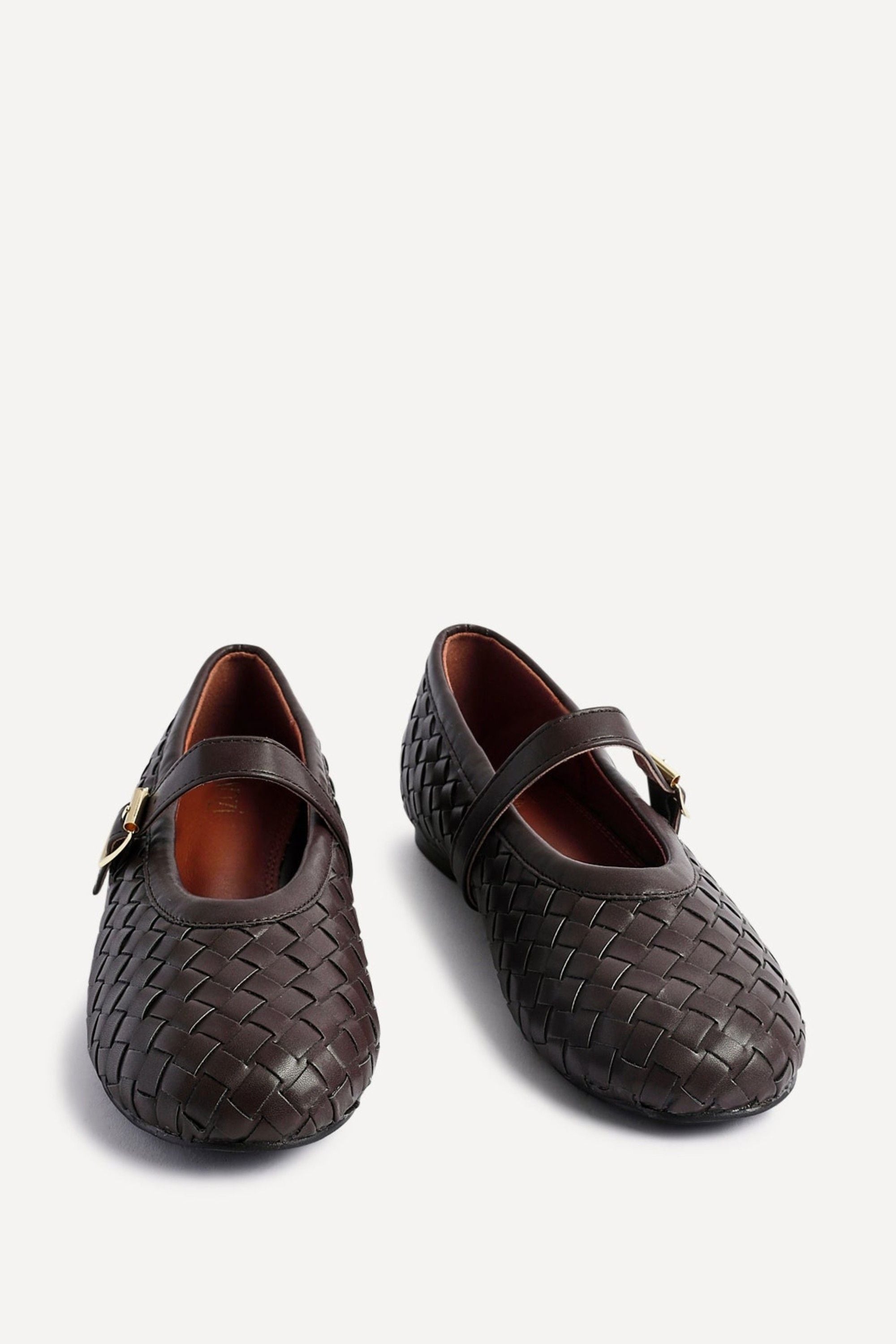 Linzi Daily Brown Faux Leather Woven Mary Jane Pump image 3