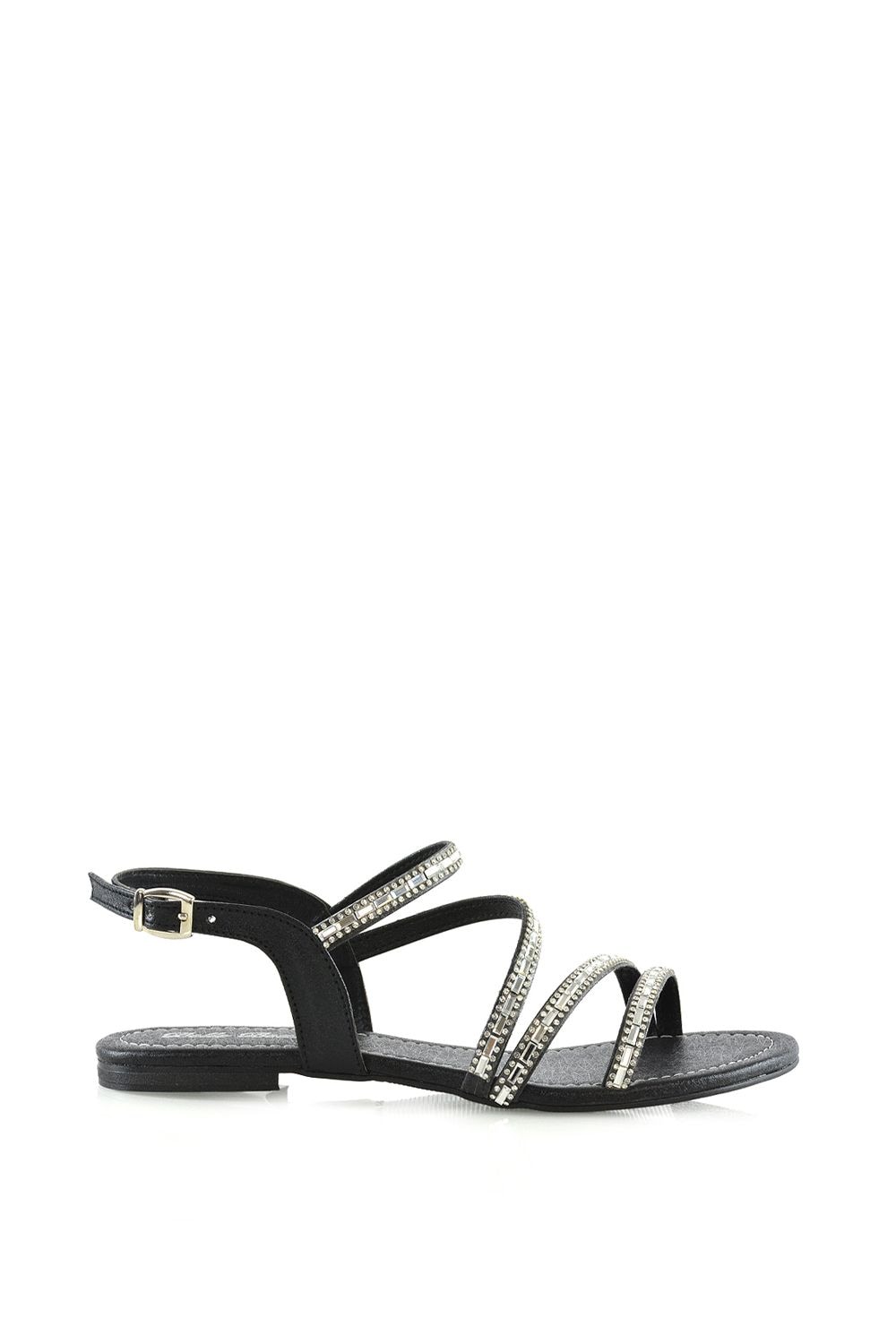 XY London 'Mercedes' Strappy Mirror Diamante Flat Sandals image 1