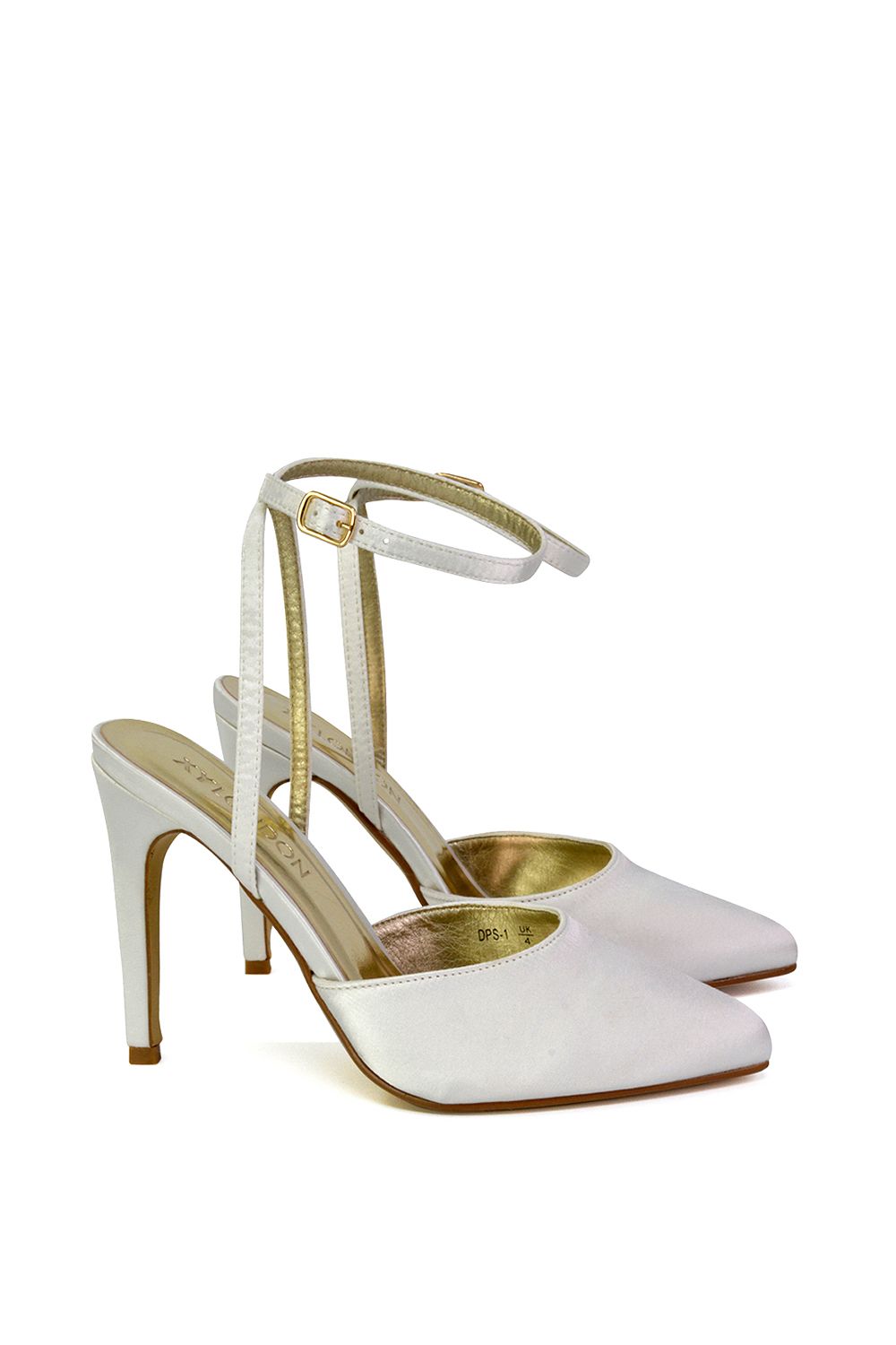 XY London 'Liliane' 2 Part Pointed Toe Satin Shoes Stiletto Heel image 2